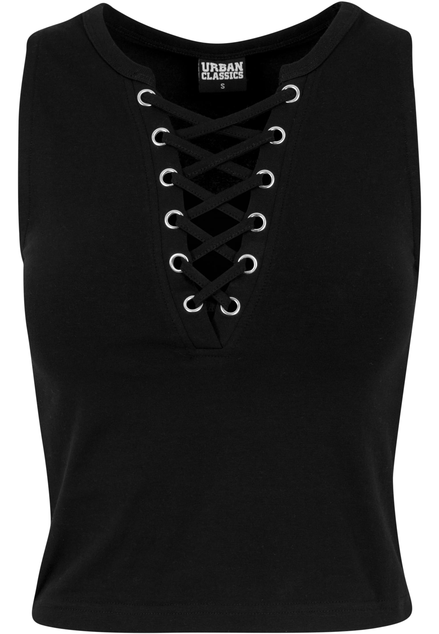 Ladies Lace Up Cropped Top | black