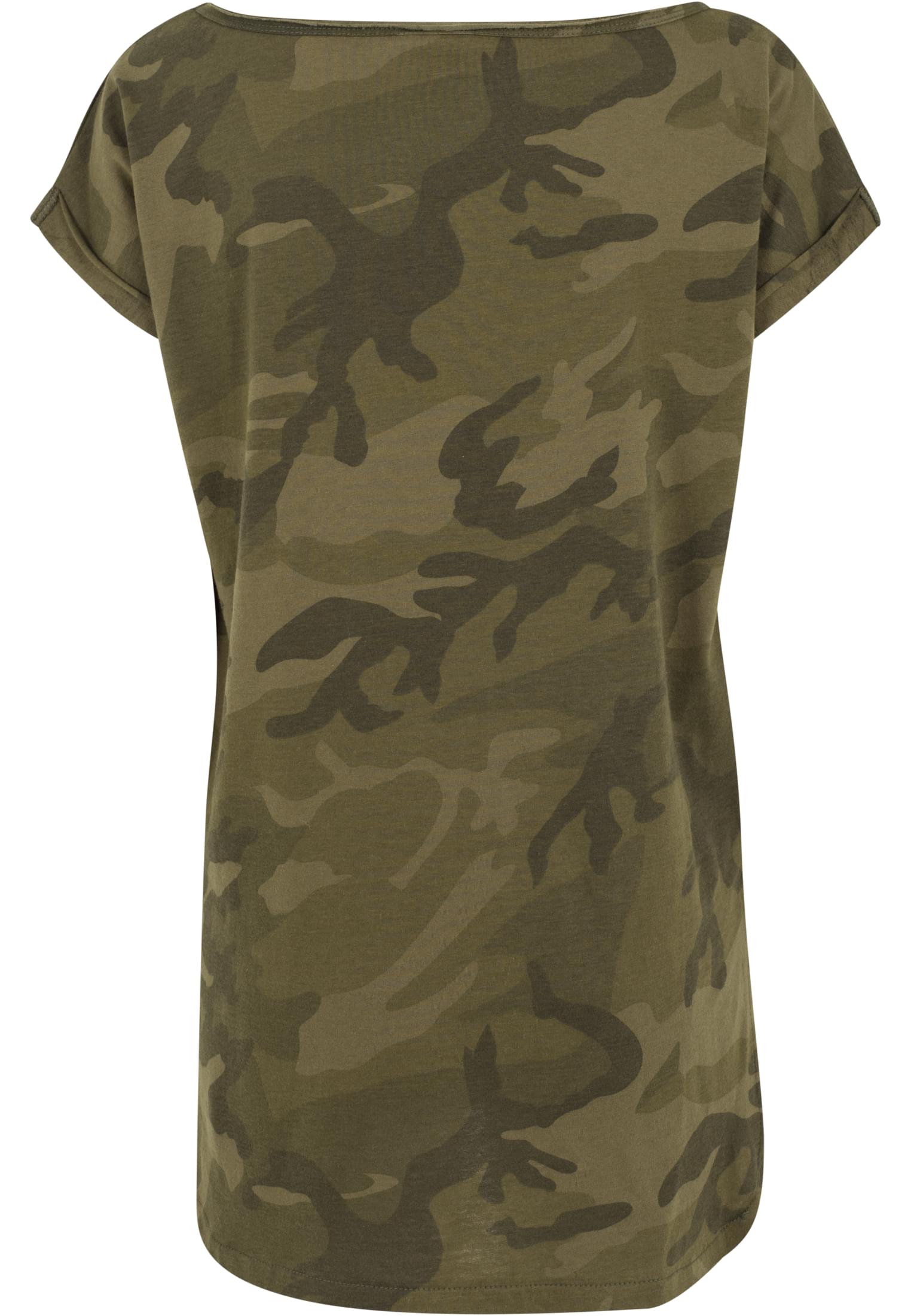 Ladies Camo Back Shaped Tee | olive camo