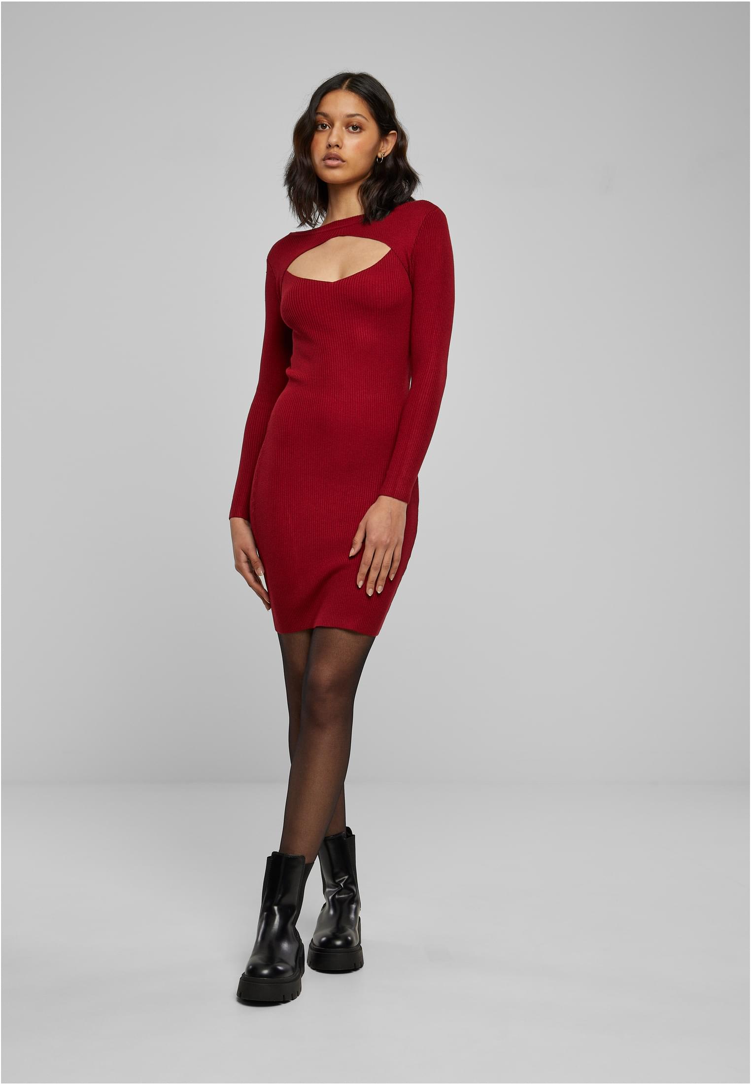 Ladies Cut Out Dress | burgundy