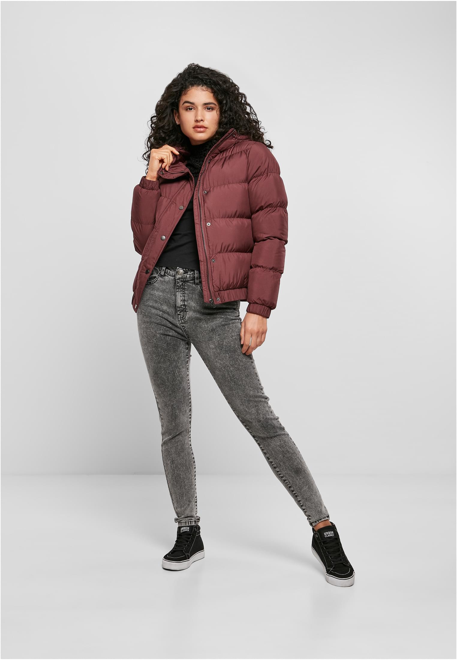 Ladies Hooded Puffer Jacket | cherry