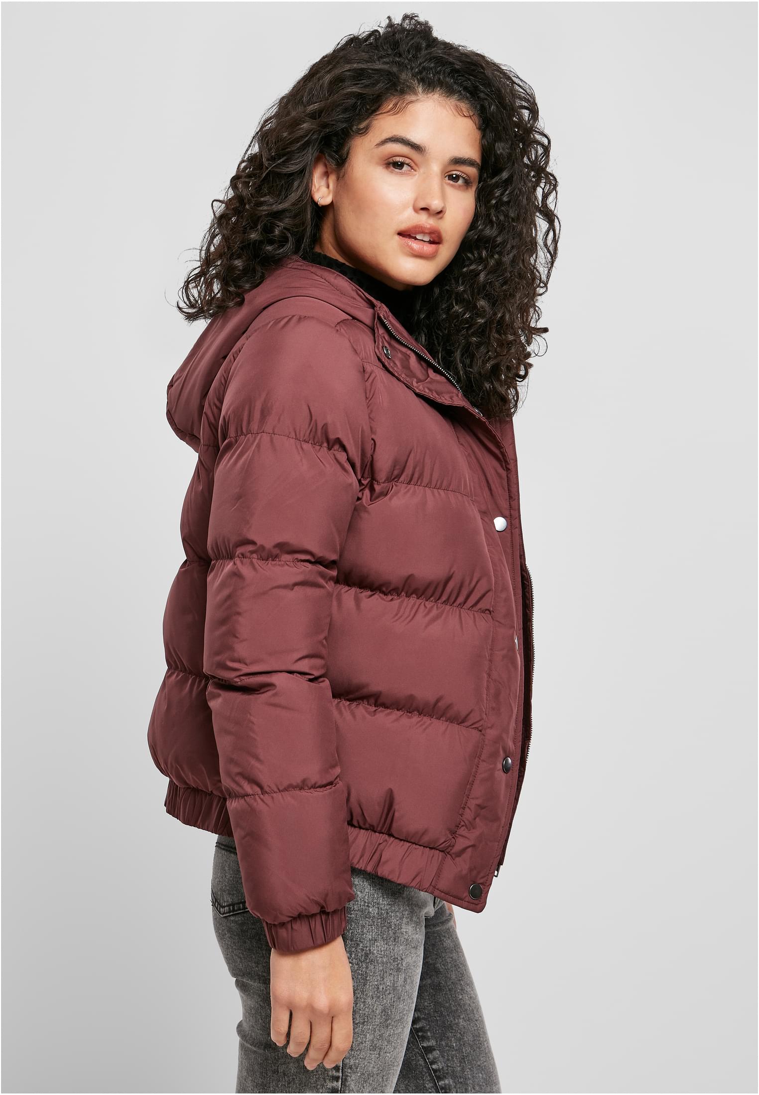 Ladies Hooded Puffer Jacket | cherry