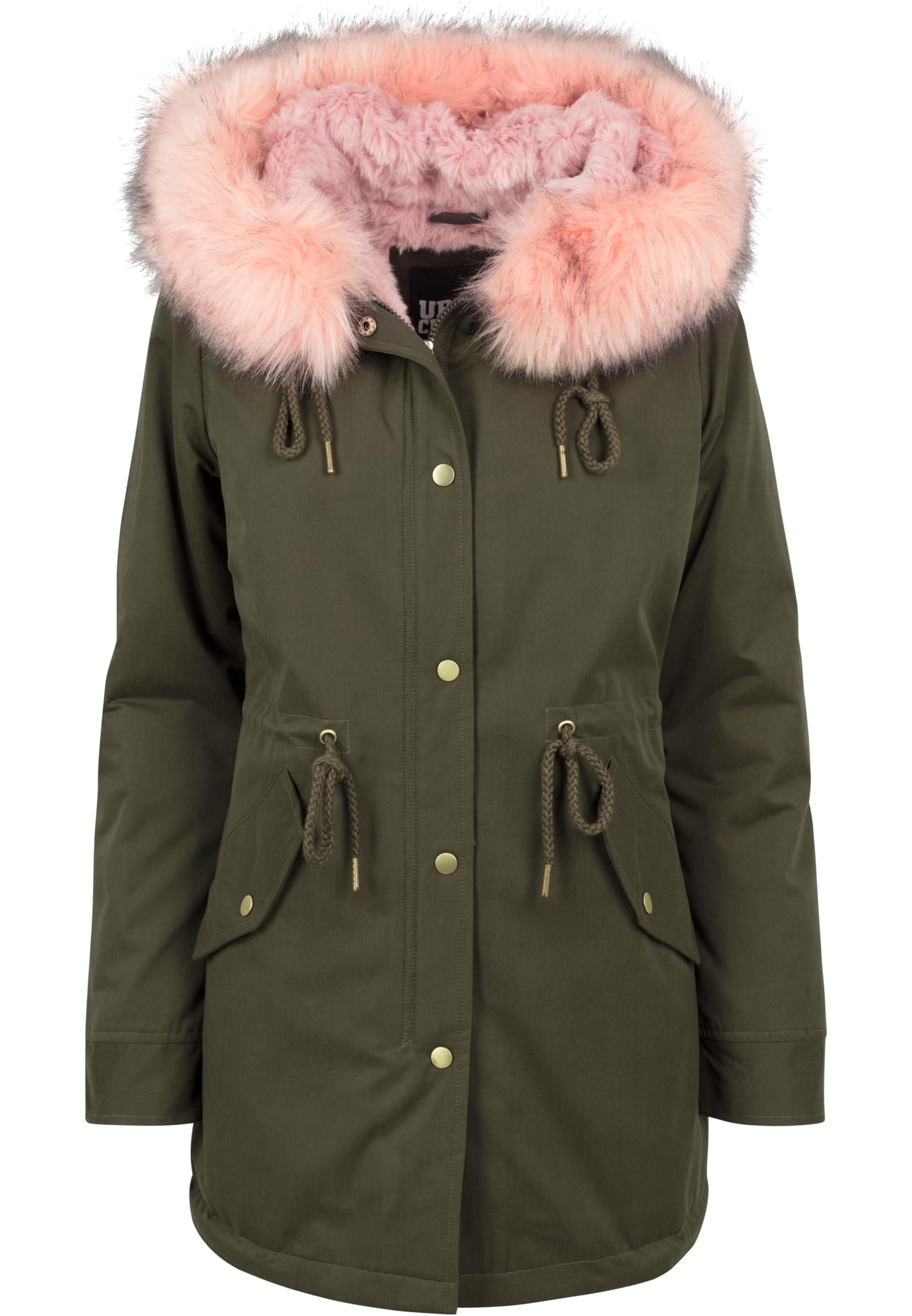 Ladies Peached Teddy Lined Parka | dark olive