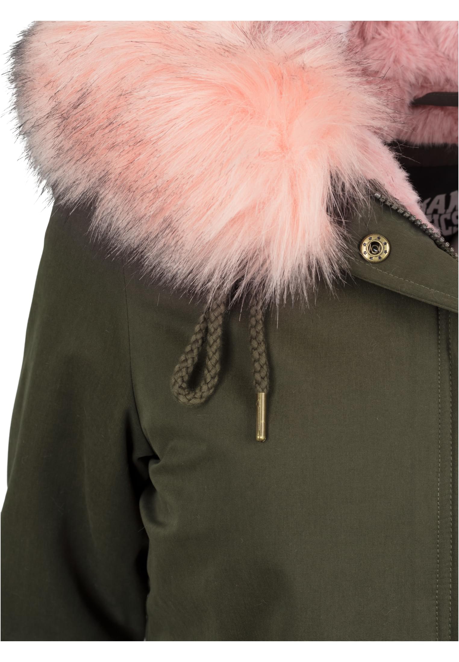 Ladies Peached Teddy Lined Parka | dark olive