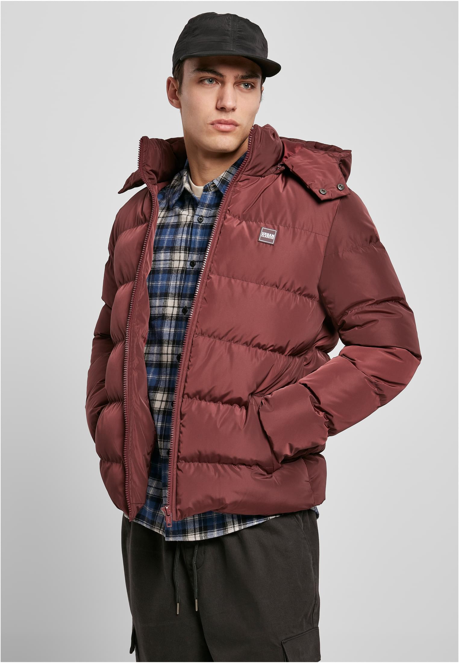 Hooded Puffer Jacket | cherry