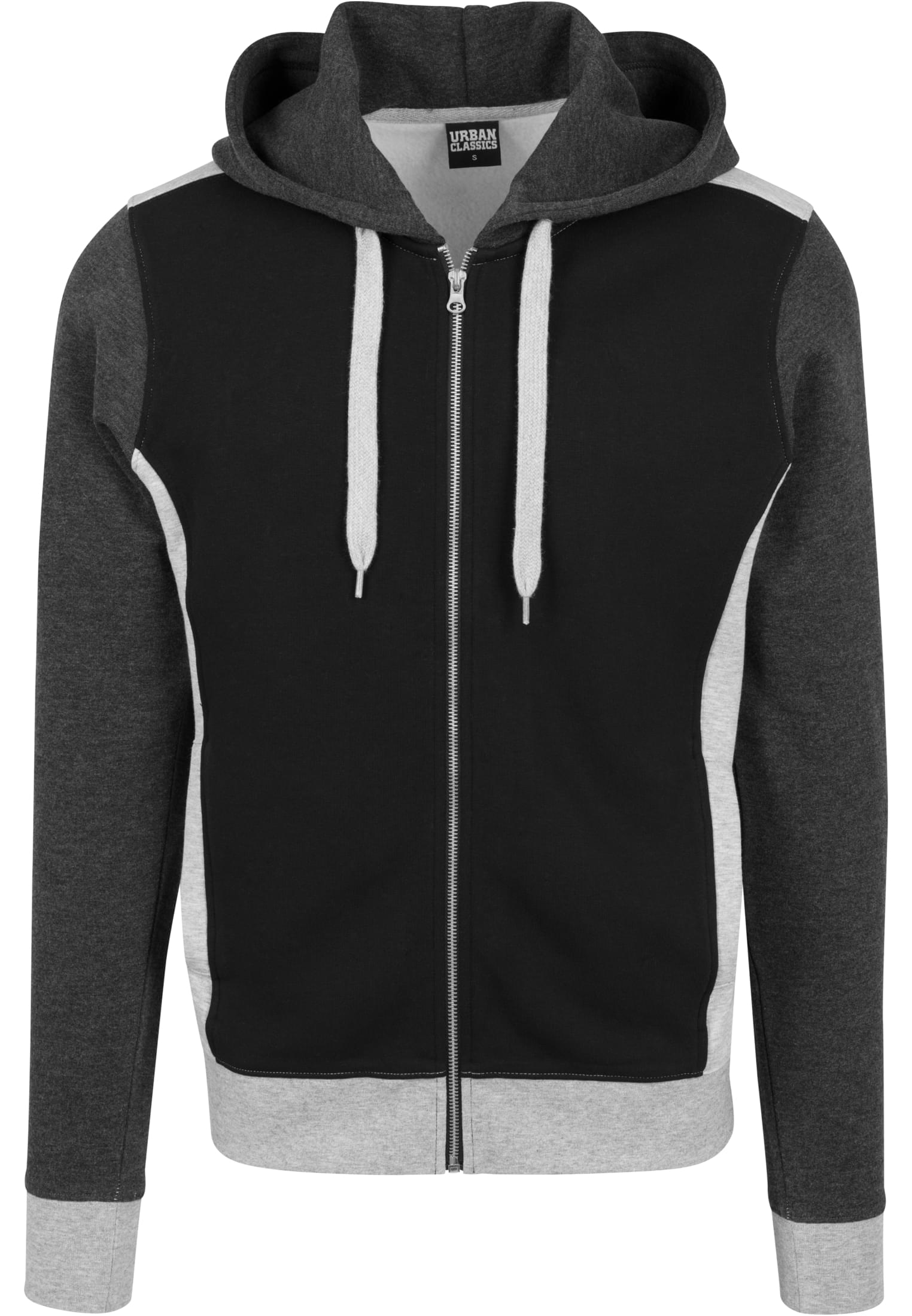 3- Tone Sweat Zip Hoody | black/grey/charcoal