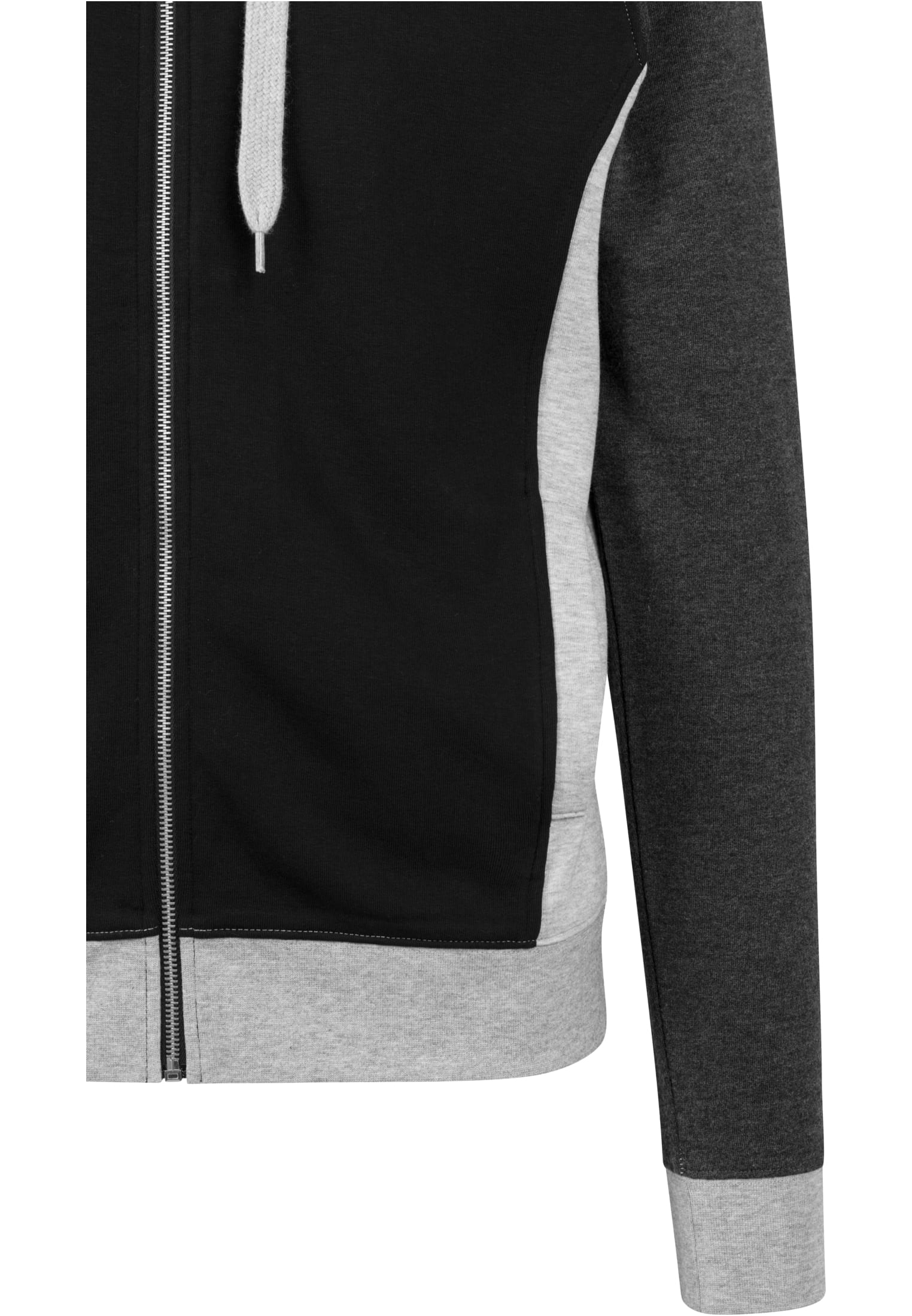 3- Tone Sweat Zip Hoody | black/grey/charcoal