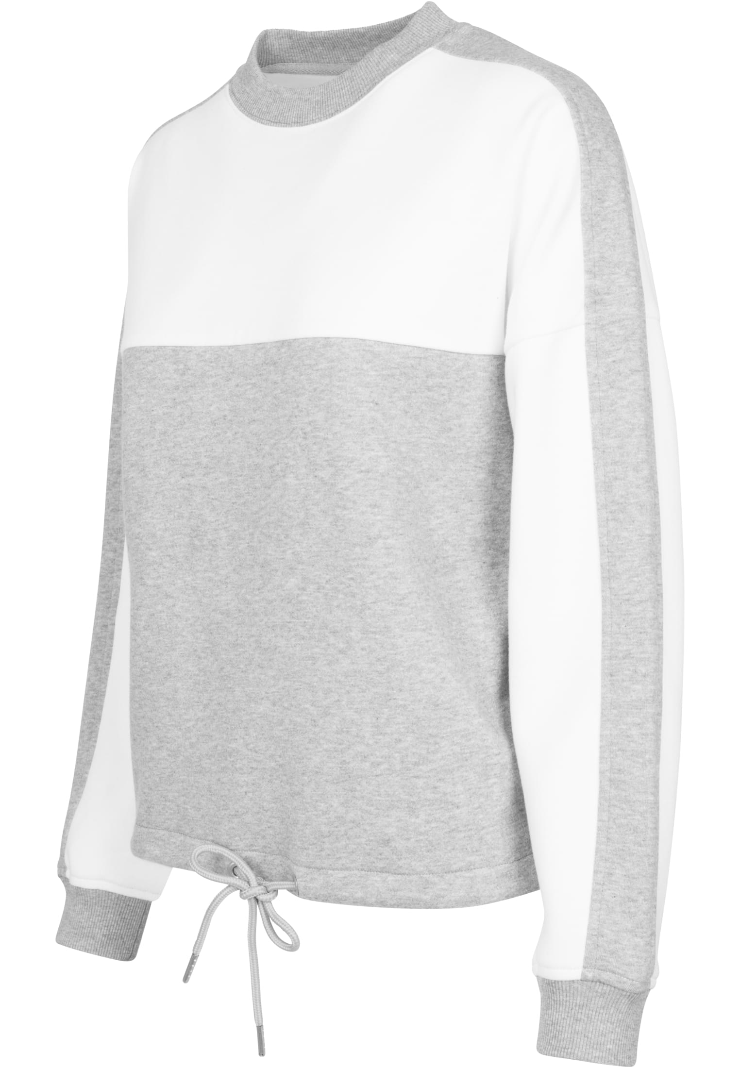 Ladies Oversize 2-Tone Stripe Crew | grey/white