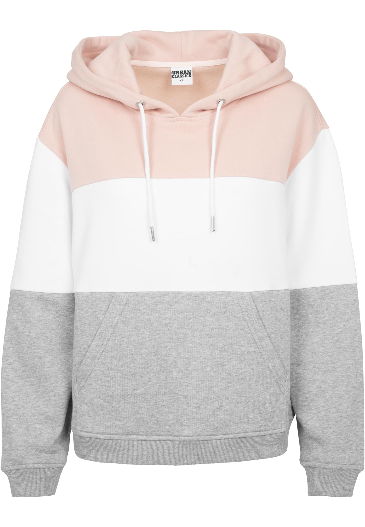 Ladies Oversize 3-Tone Hoody | light rose/white/grey