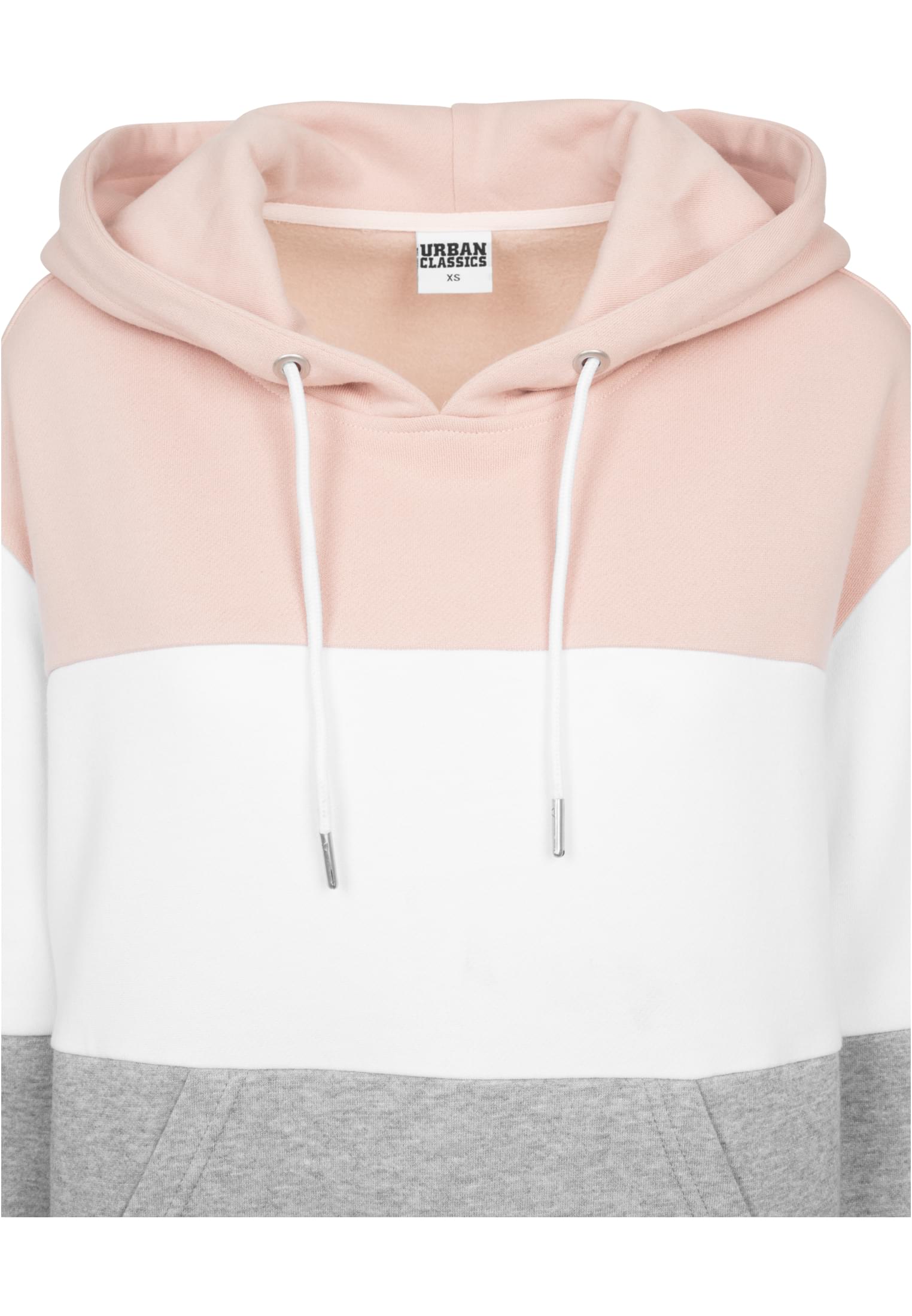 Ladies Oversize 3-Tone Hoody | light rose/white/grey