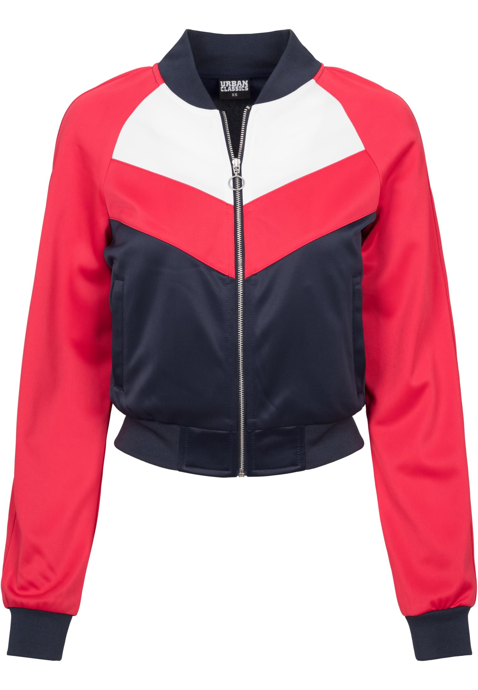 Ladies Short Raglan Track Jacket | navy/fire red/white