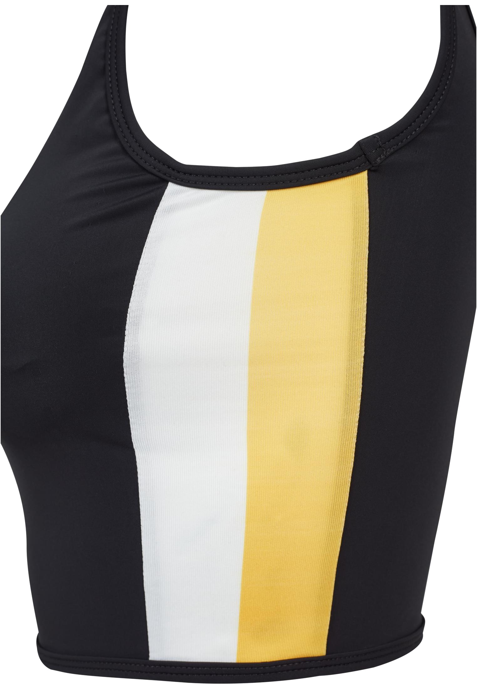 Ladies Side Stripe Cropped Zip Top | black/white/chromeyellow