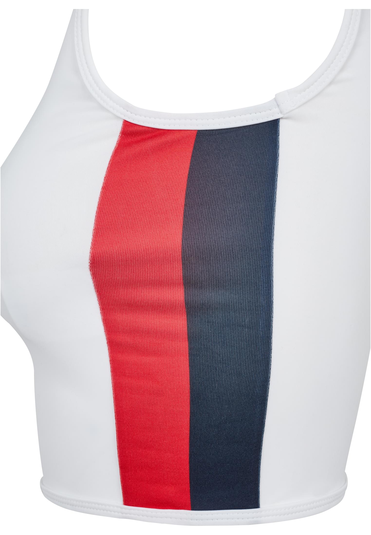 Ladies Side Stripe Cropped Zip Top | white/firered/navy