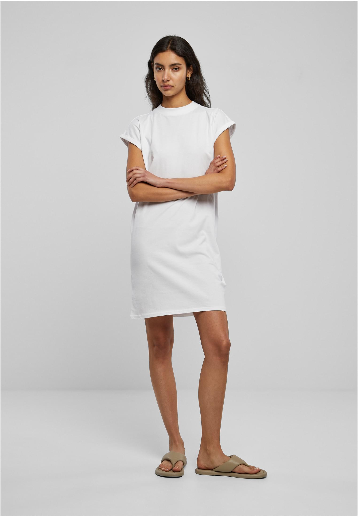 Ladies Turtle Extended Shoulder Dress | white