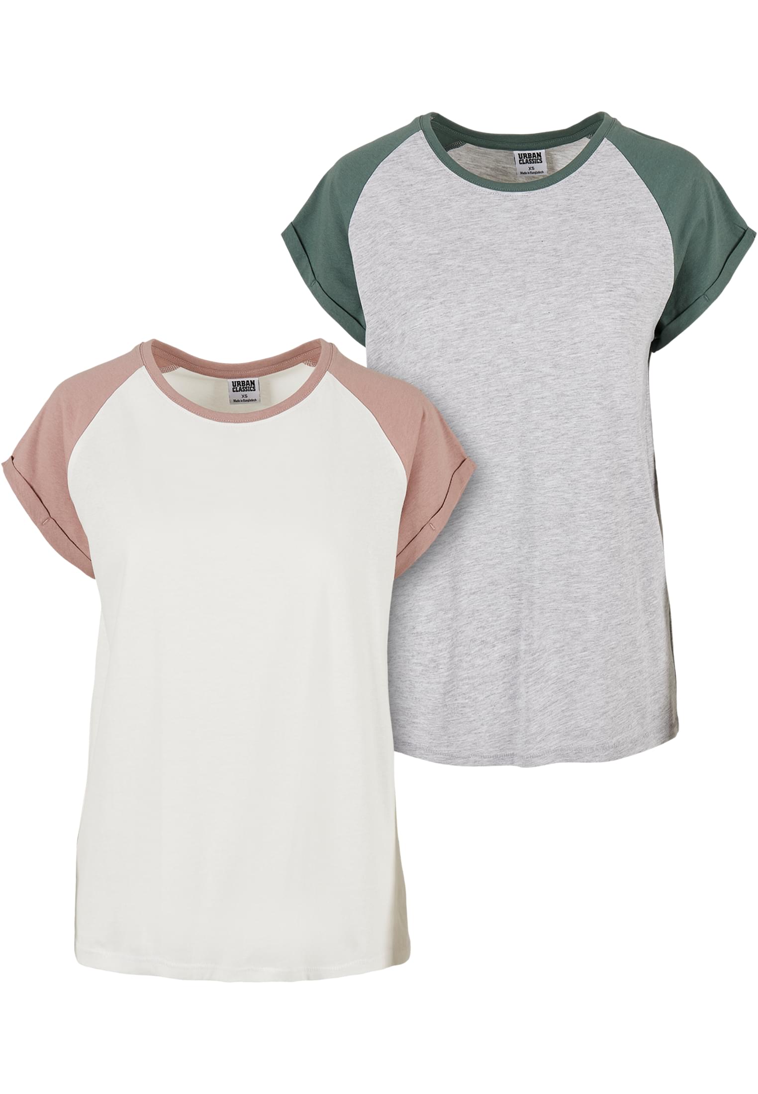 Ladies Contrast Raglan Tee 2-Pack | whitesand/duskrose+lightgry/paleleaf