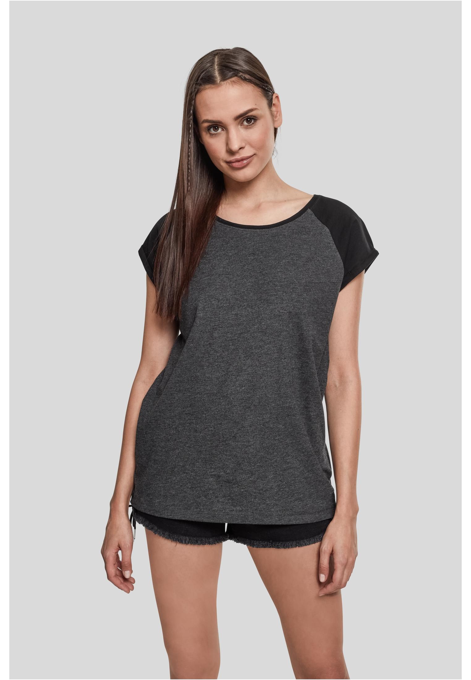 Ladies Contrast Raglan Tee | charcoal/black