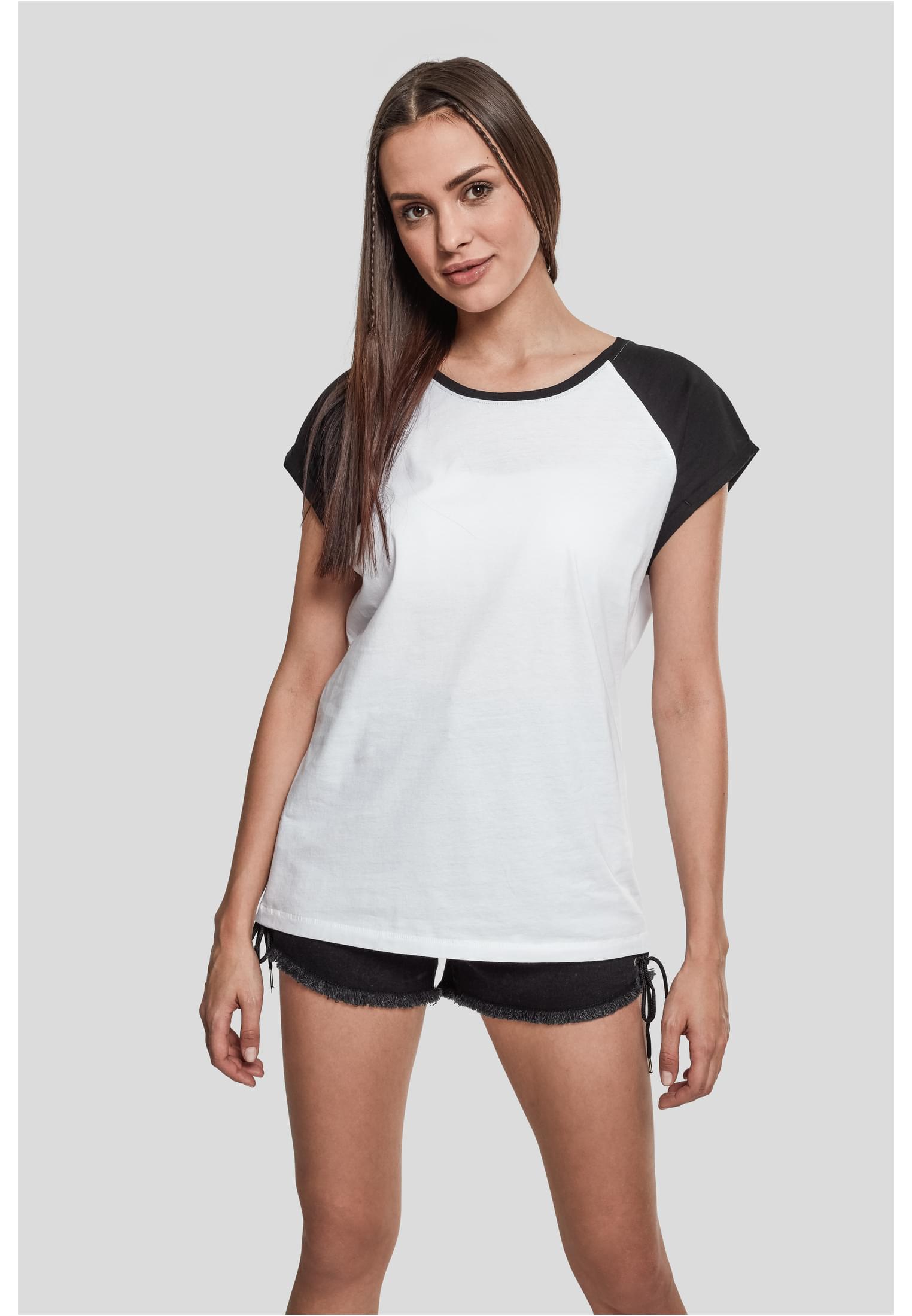 Ladies Contrast Raglan Tee | white/black