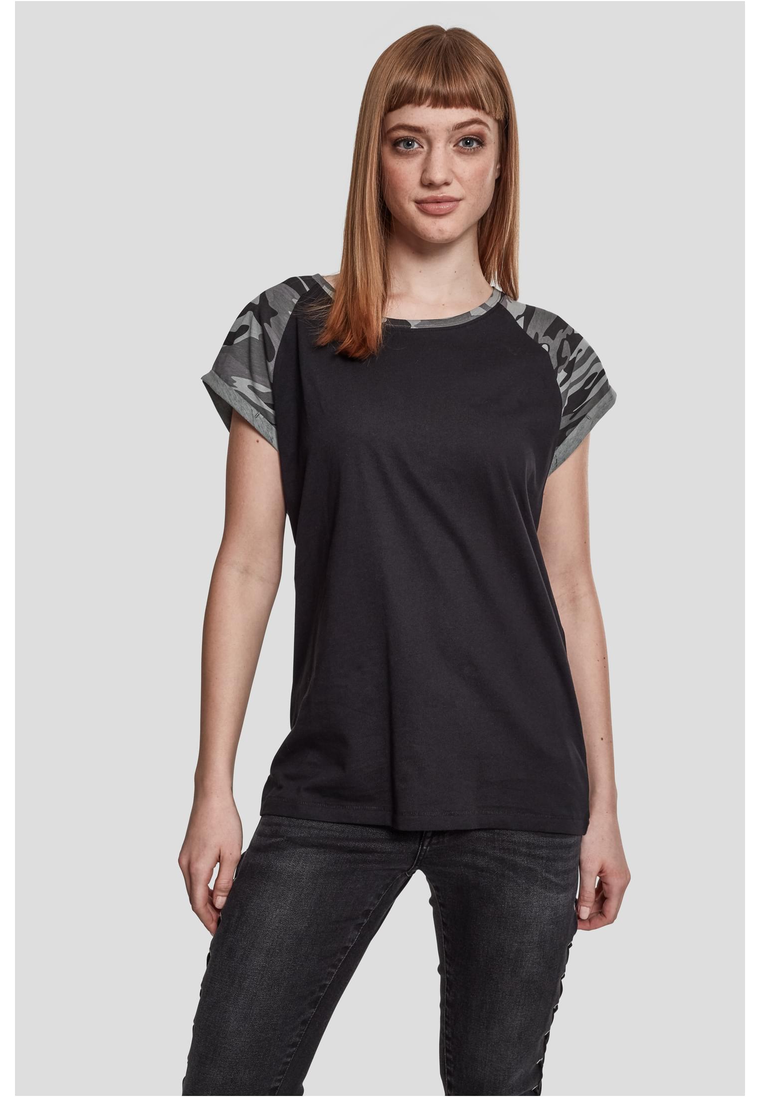 Ladies Contrast Raglan Tee | black/darkcamo