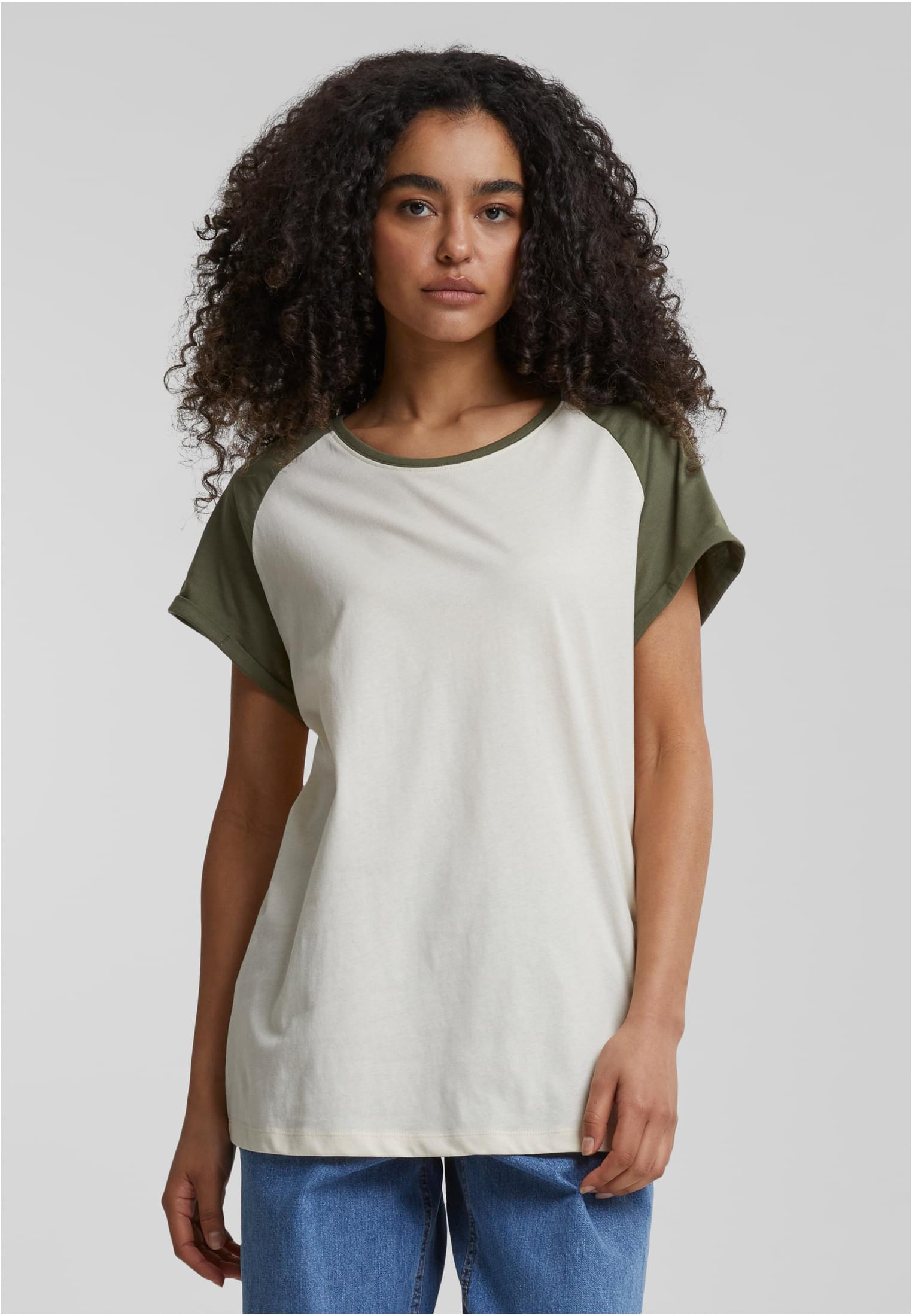 Ladies Contrast Raglan Tee | whitesand+olive