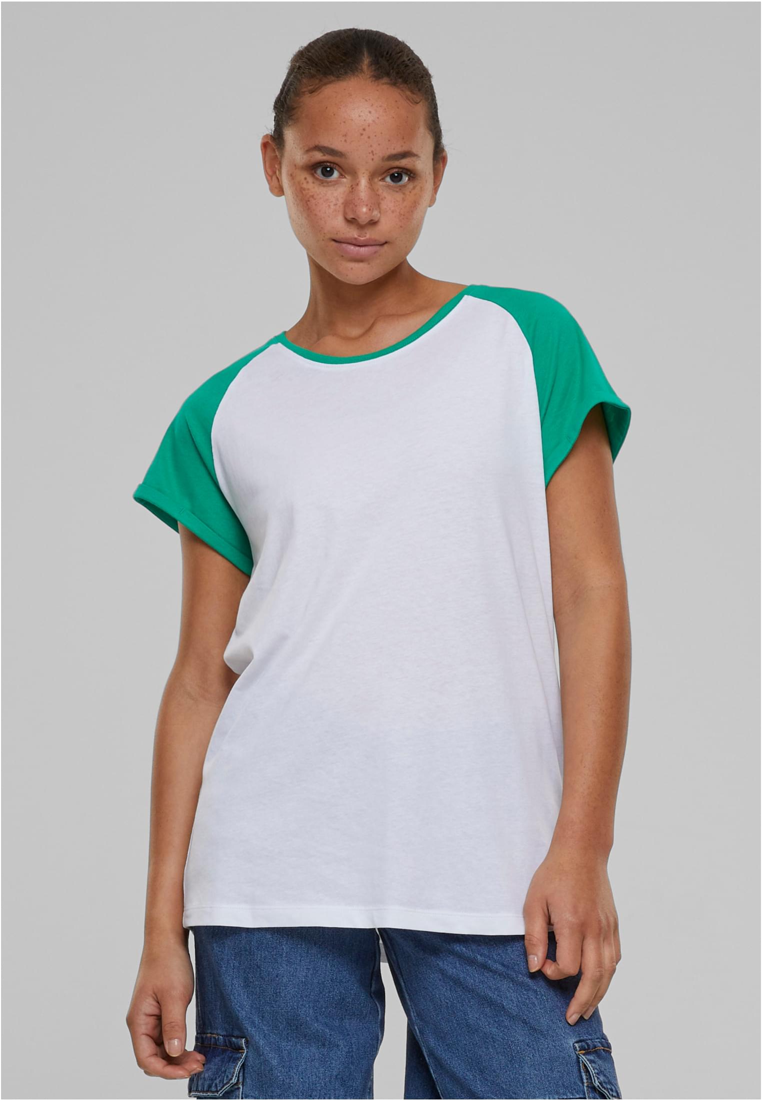 Ladies Contrast Raglan Tee | white/ferngreen