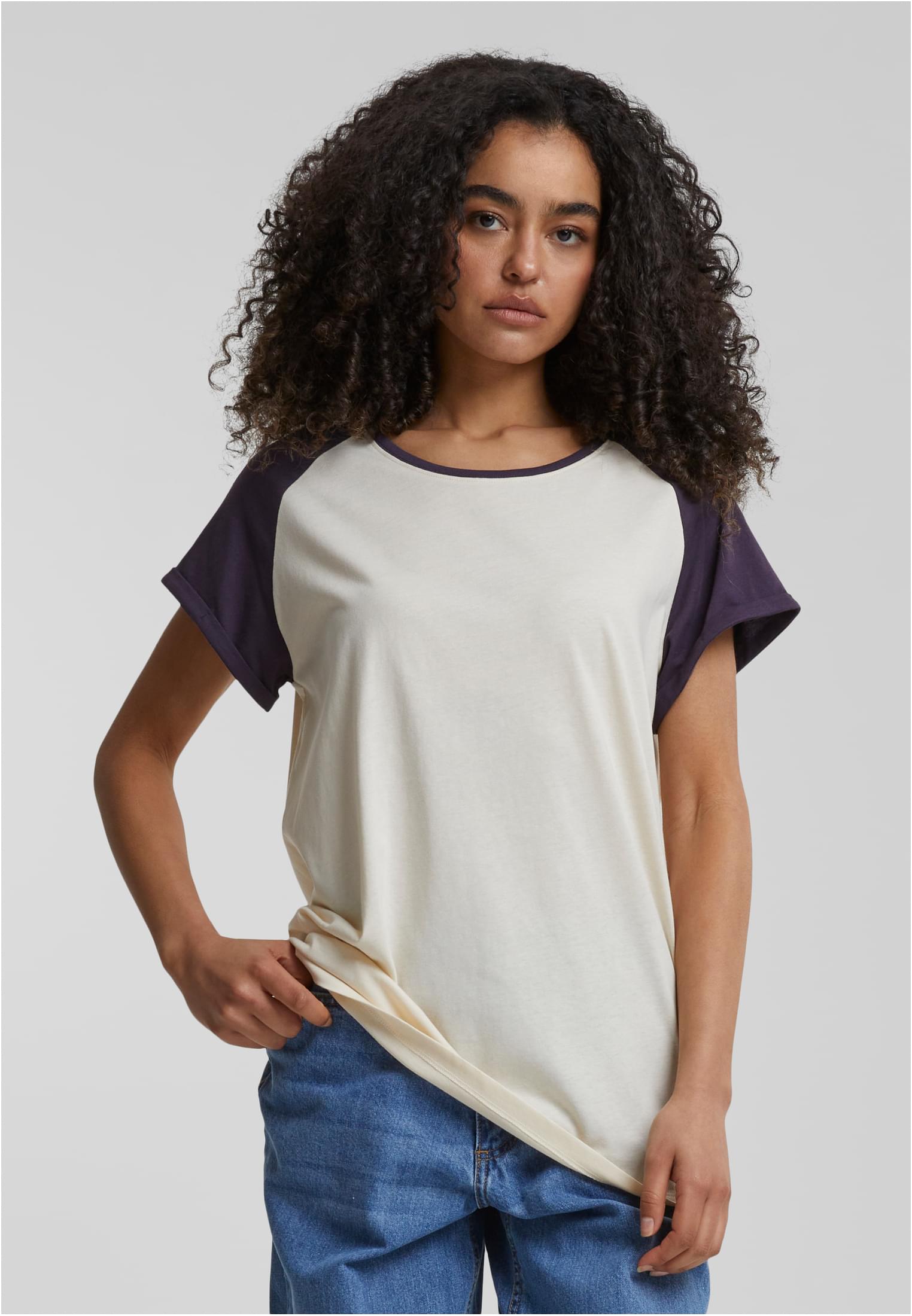 Ladies Contrast Raglan Tee | whitesand/purplenight