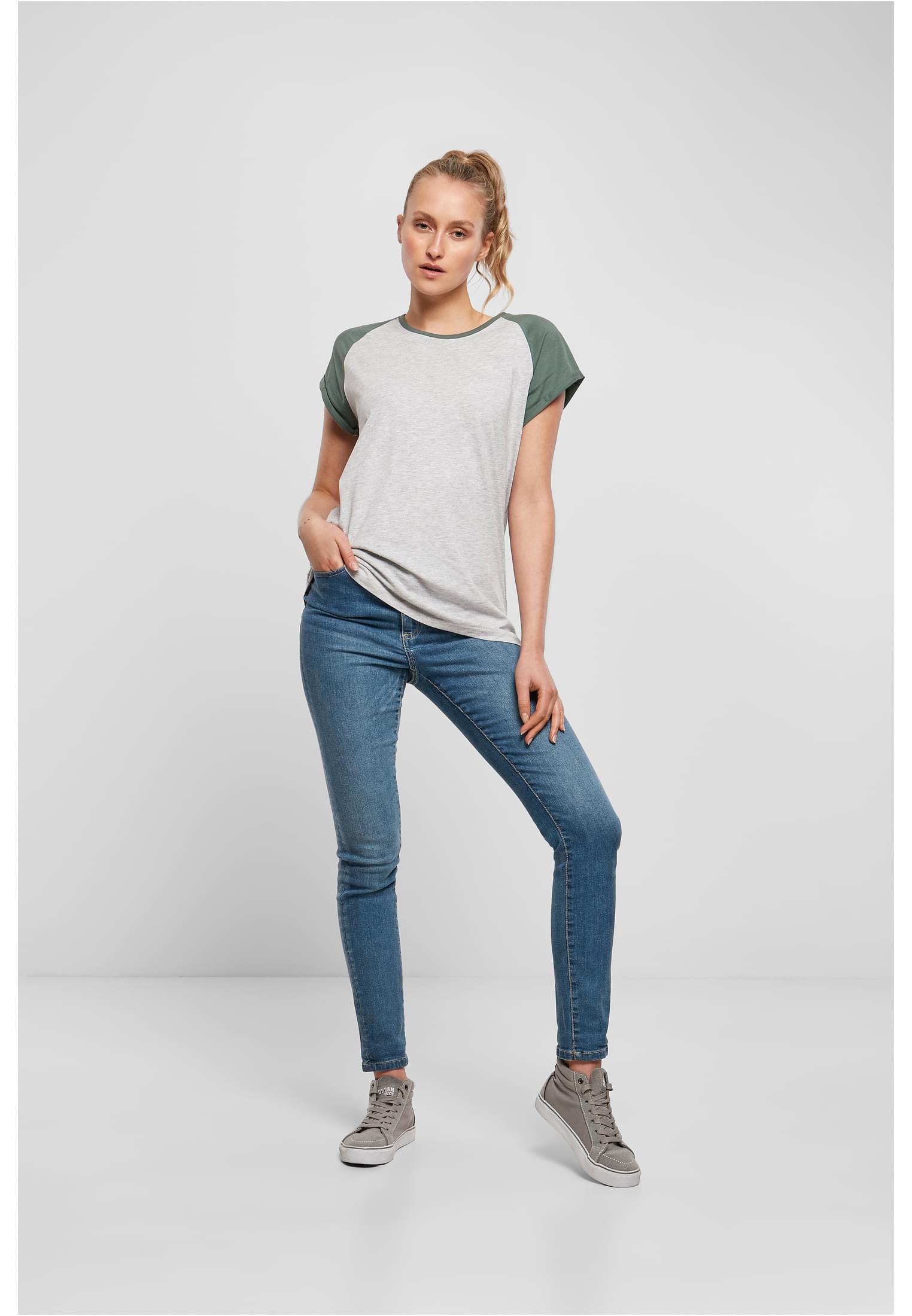 Ladies Contrast Raglan Tee | lightgrey/paleleaf