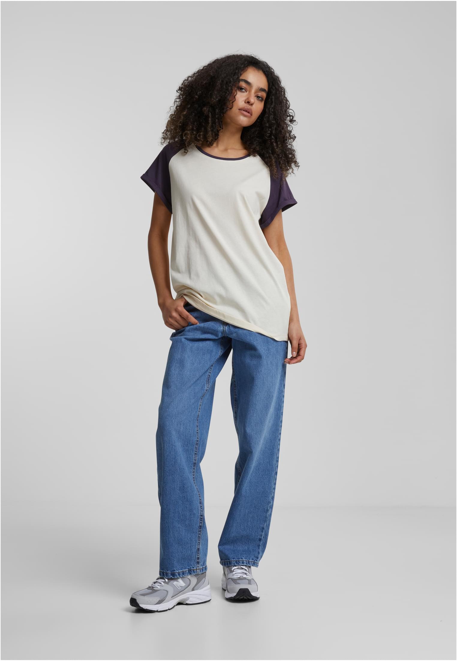 Ladies Contrast Raglan Tee | whitesand/purplenight