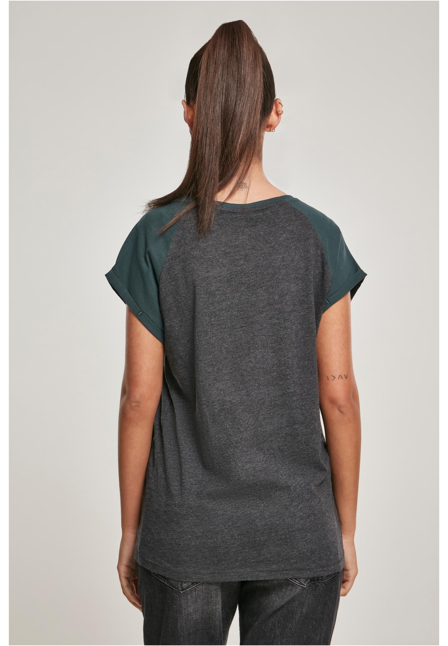 Ladies Contrast Raglan Tee | charcoal/bottlegreen