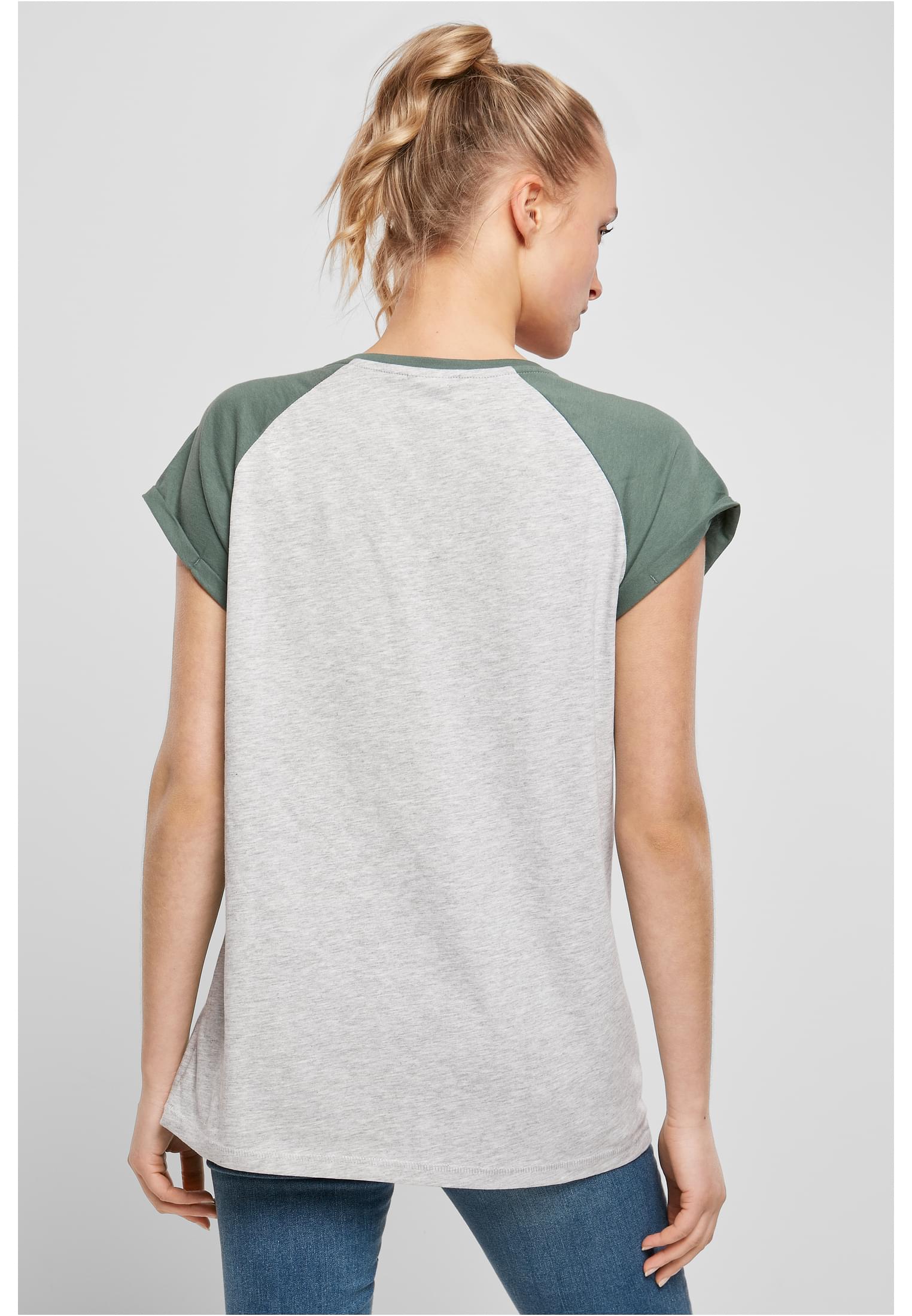 Ladies Contrast Raglan Tee | lightgrey/paleleaf