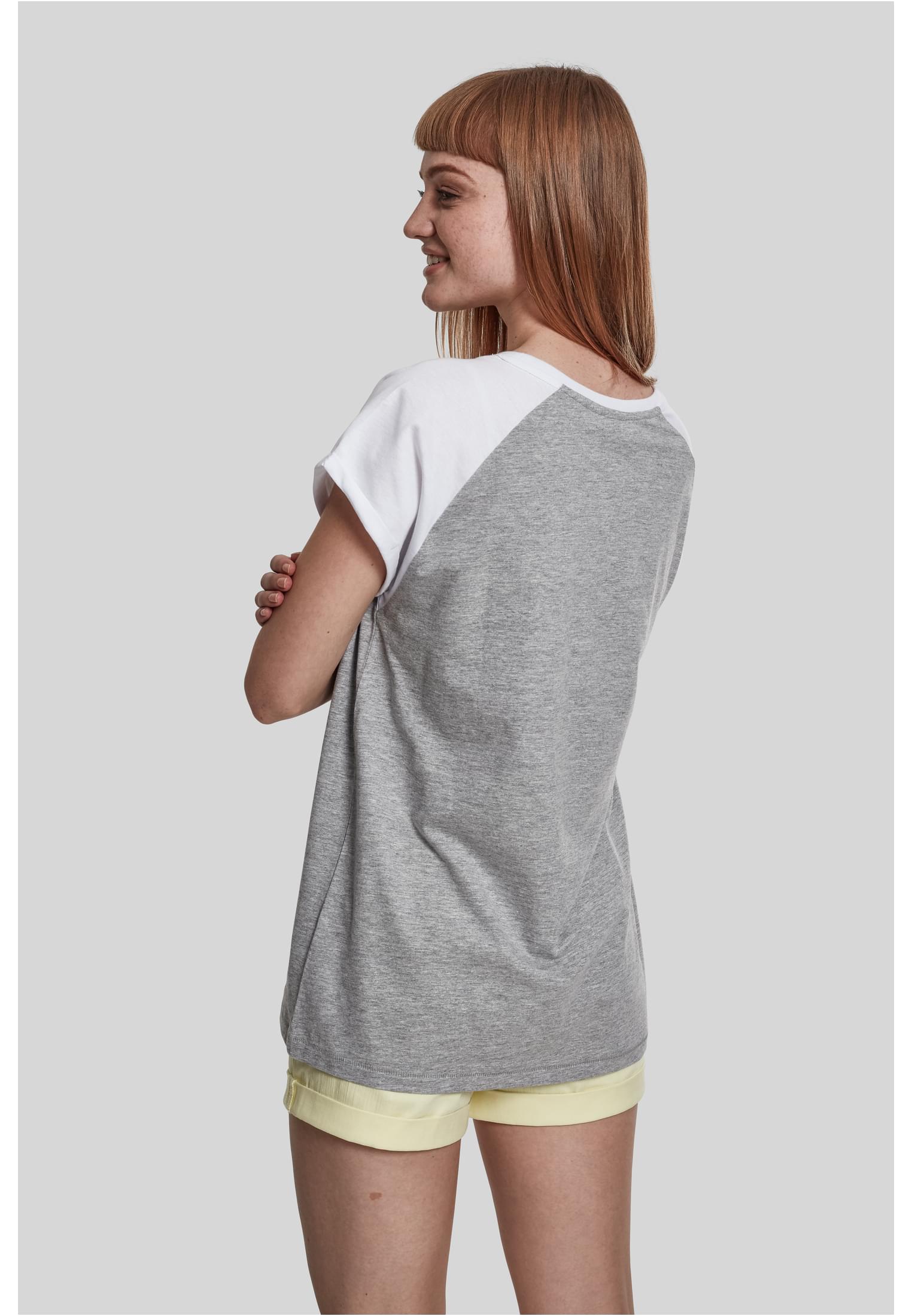 Ladies Contrast Raglan Tee | grey/white