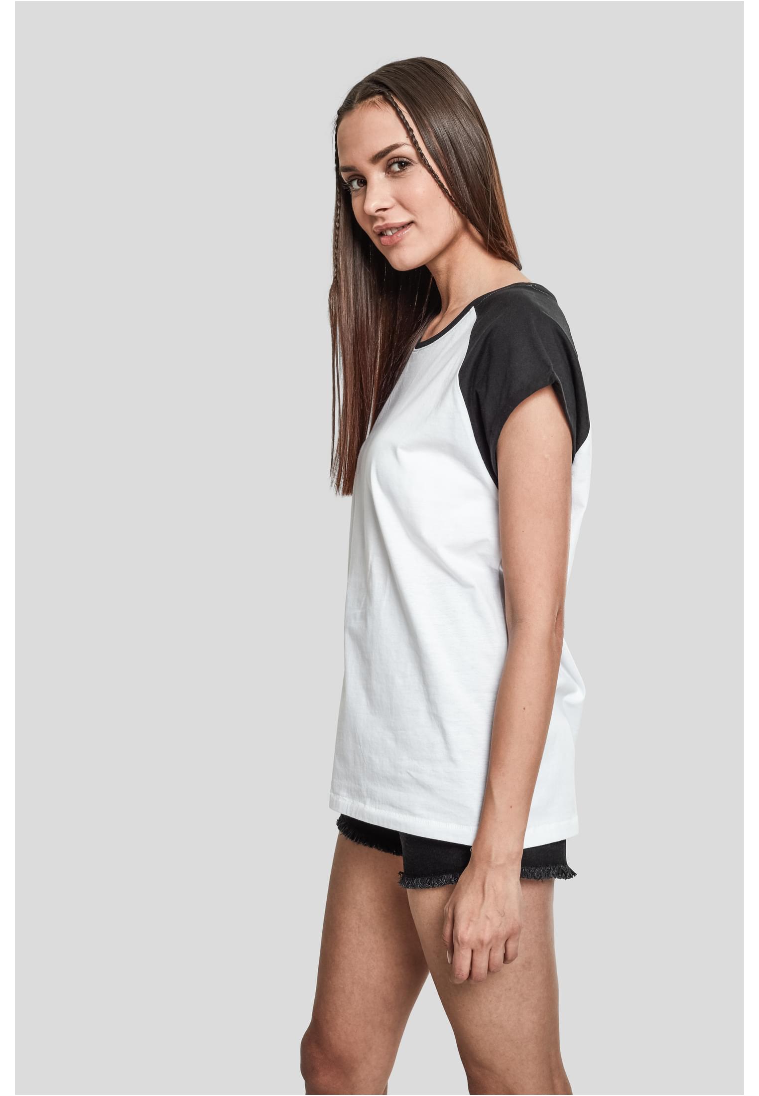 Ladies Contrast Raglan Tee | white/black