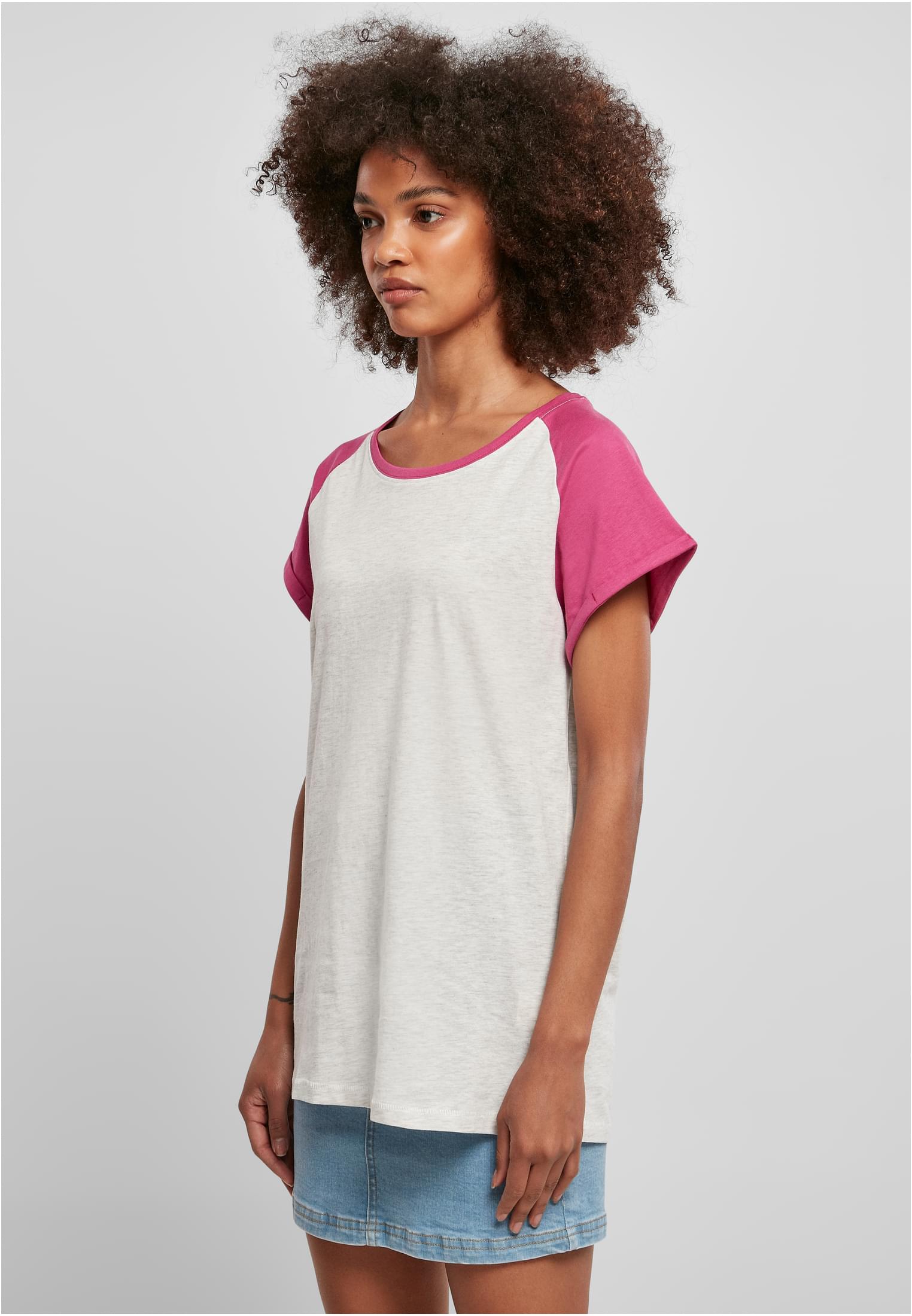 Ladies Contrast Raglan Tee | lightgrey/brightviolet