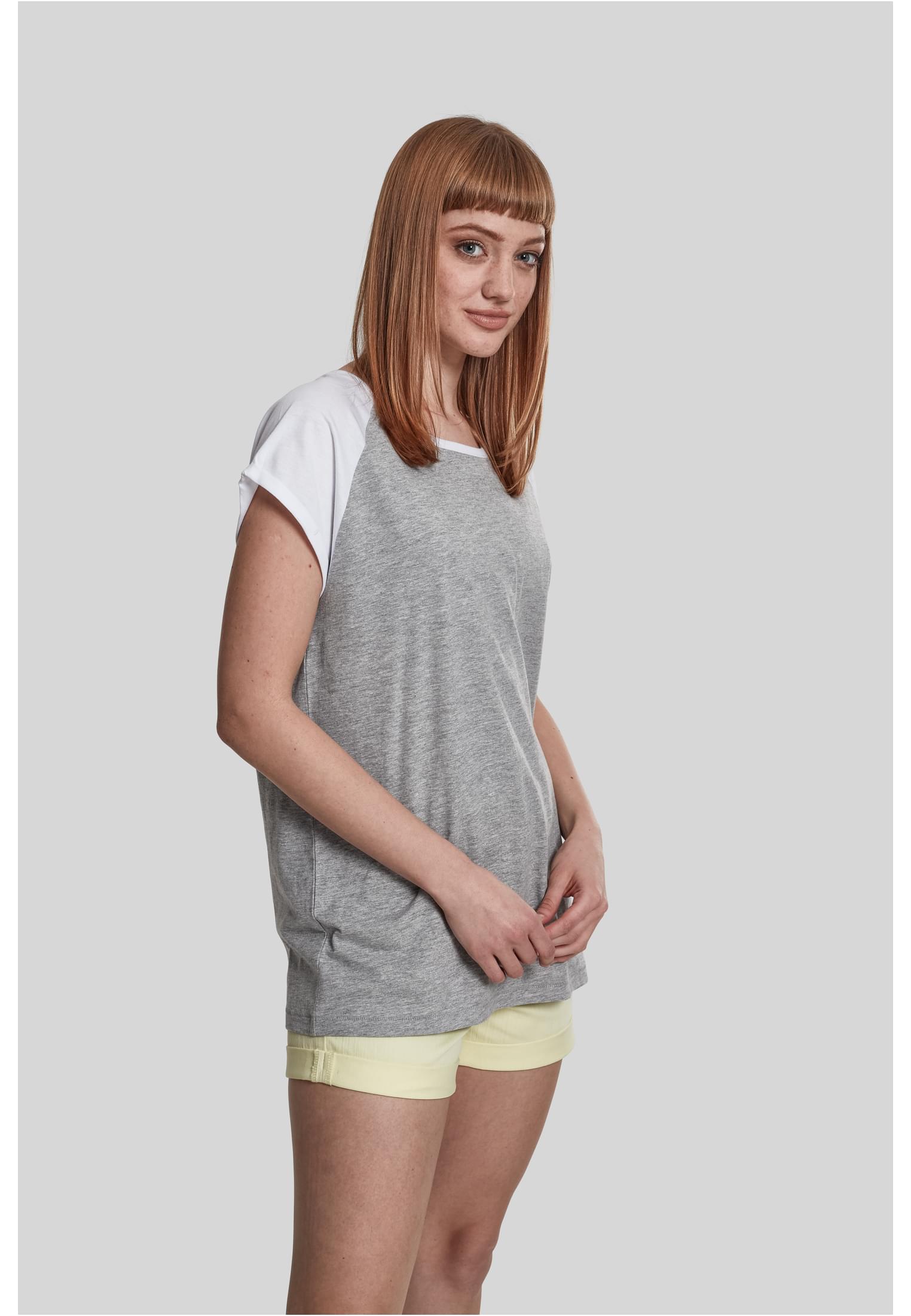 Ladies Contrast Raglan Tee | grey/white