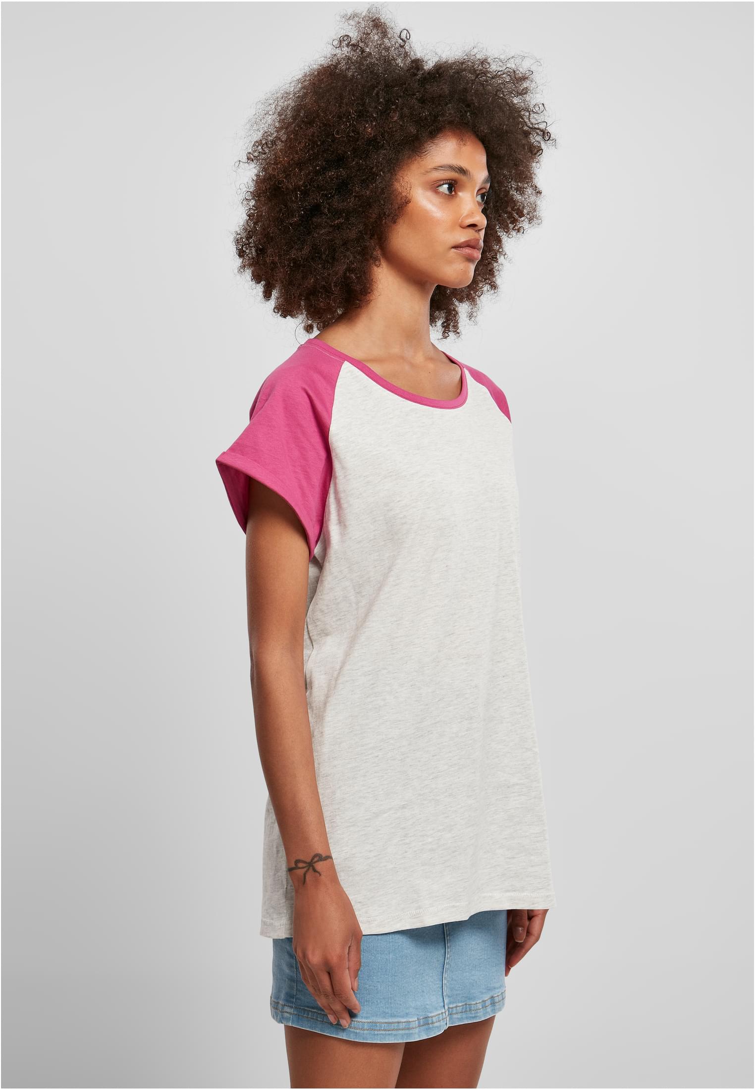 Ladies Contrast Raglan Tee | lightgrey/brightviolet