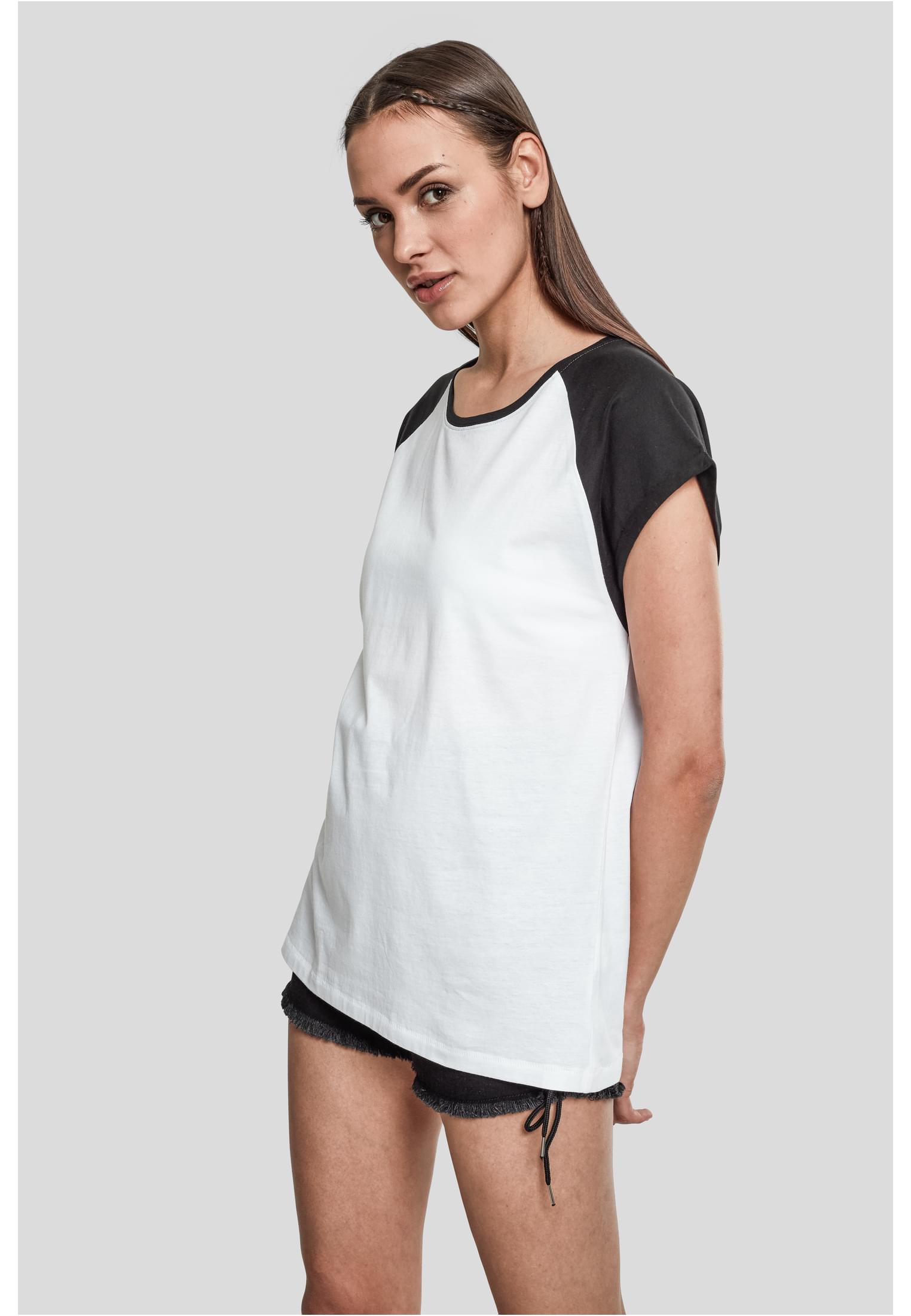 Ladies Contrast Raglan Tee | white/black