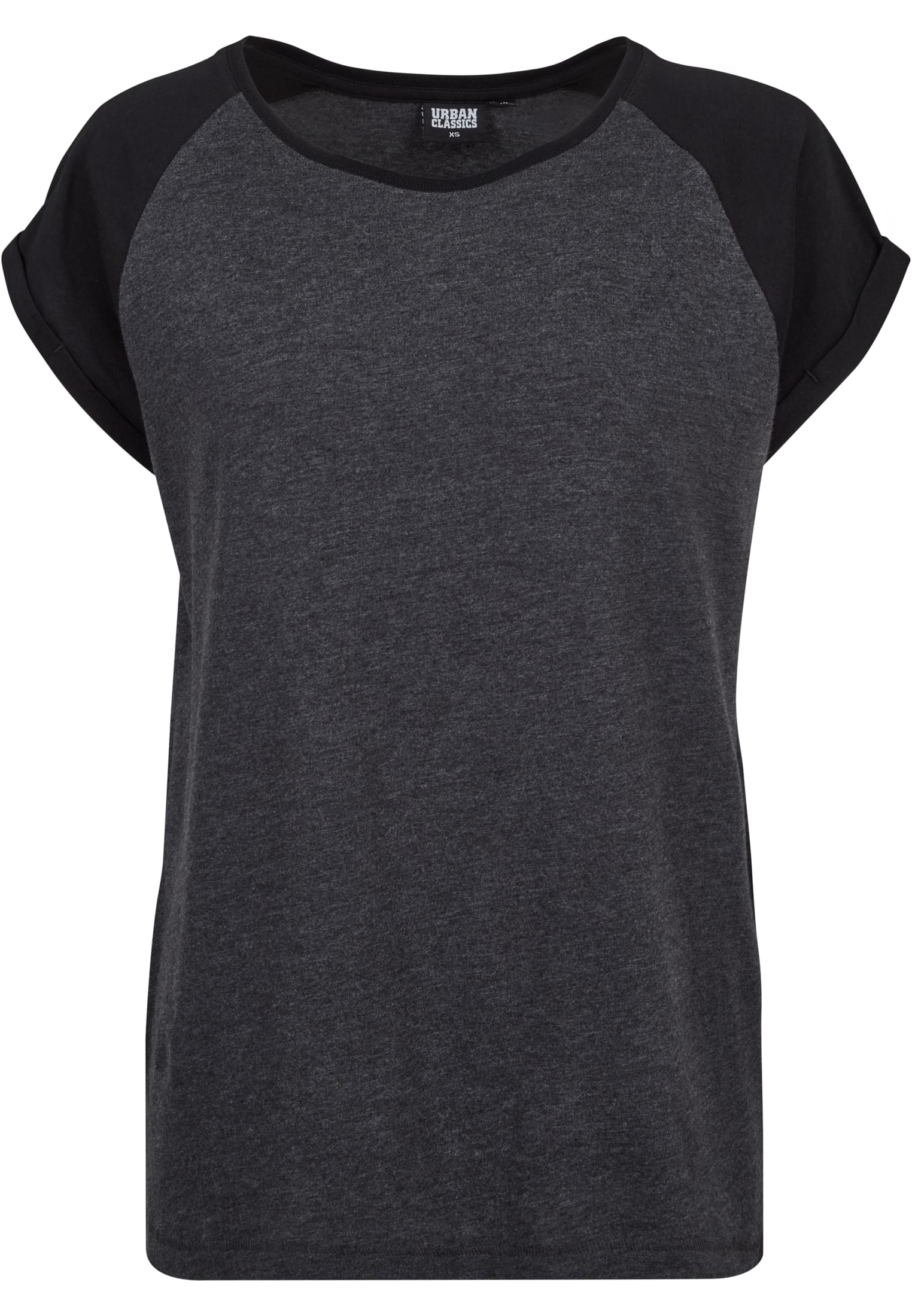 Ladies Contrast Raglan Tee | charcoal/black