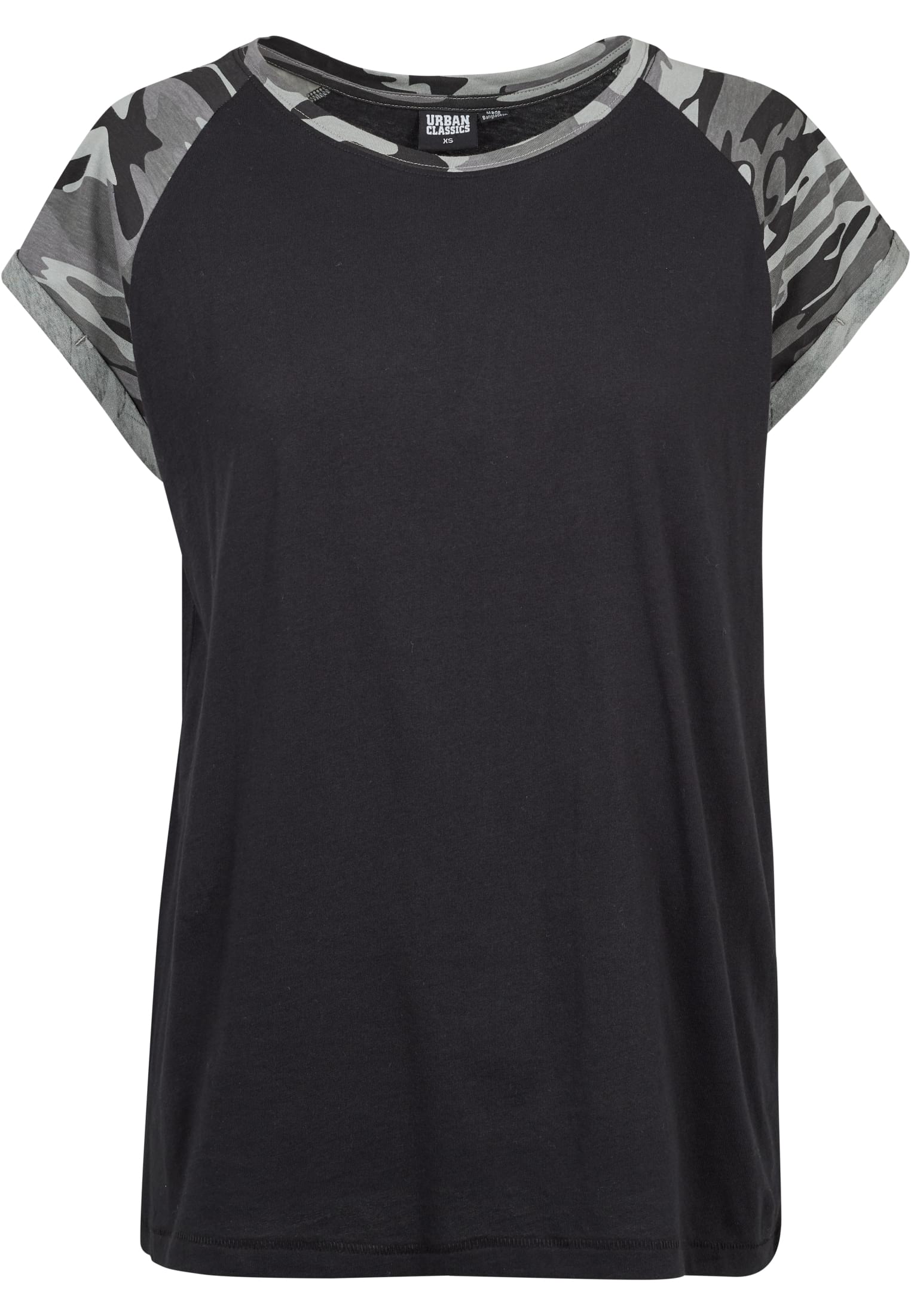 Ladies Contrast Raglan Tee | black/darkcamo