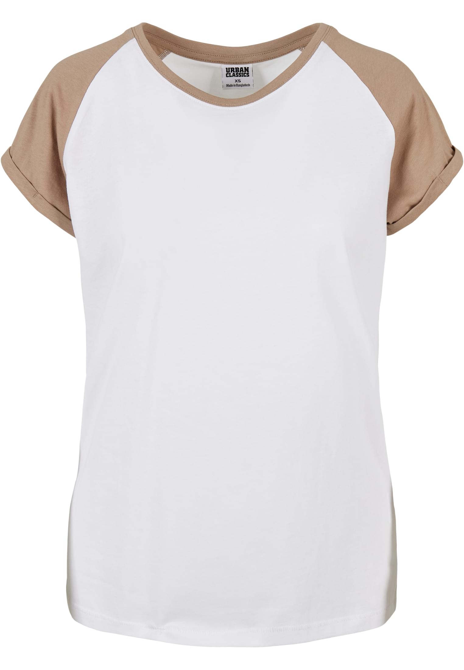 Ladies Contrast Raglan Tee | white/softtaupe