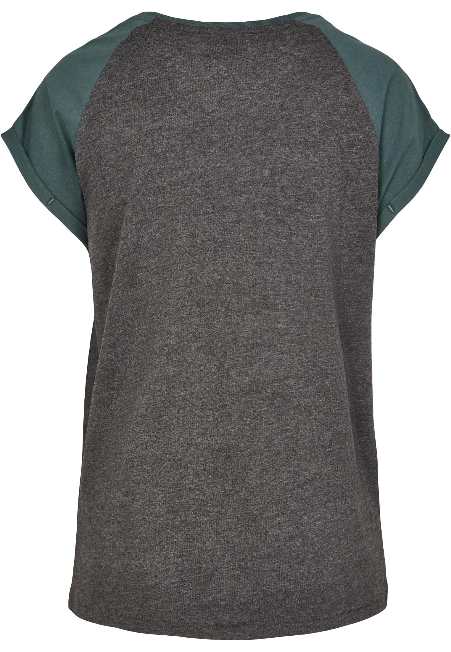 Ladies Contrast Raglan Tee | charcoal/bottlegreen