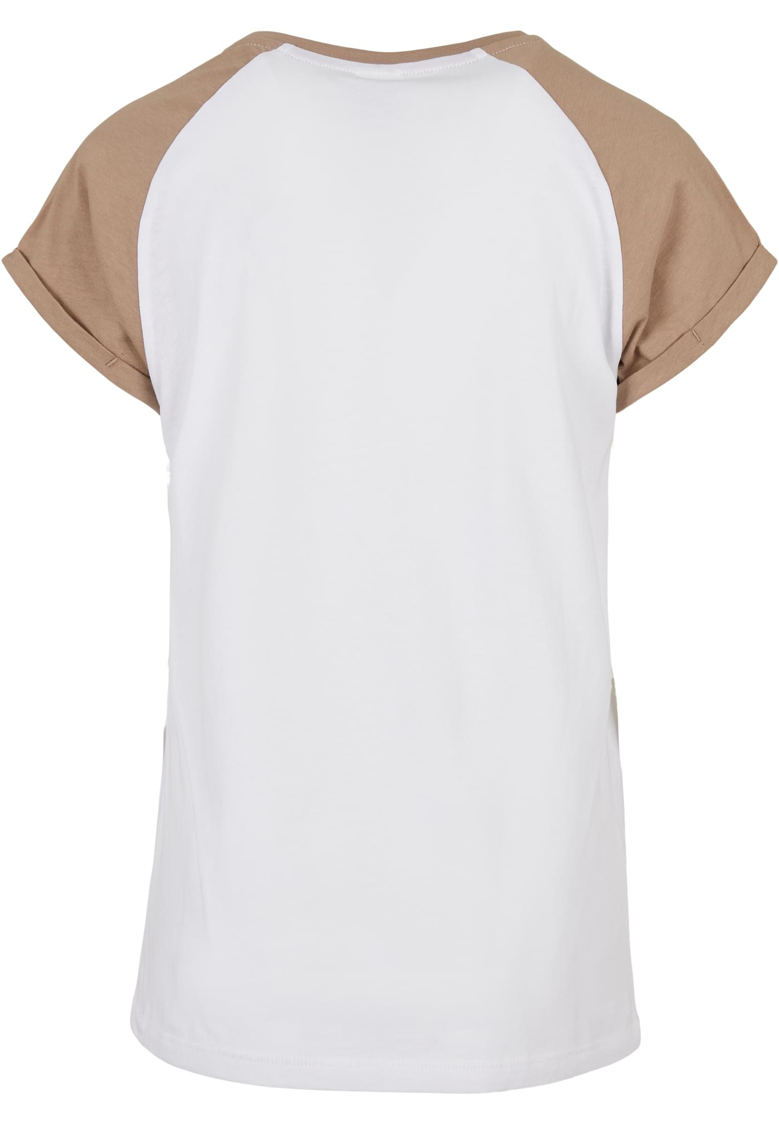 Ladies Contrast Raglan Tee | white/softtaupe