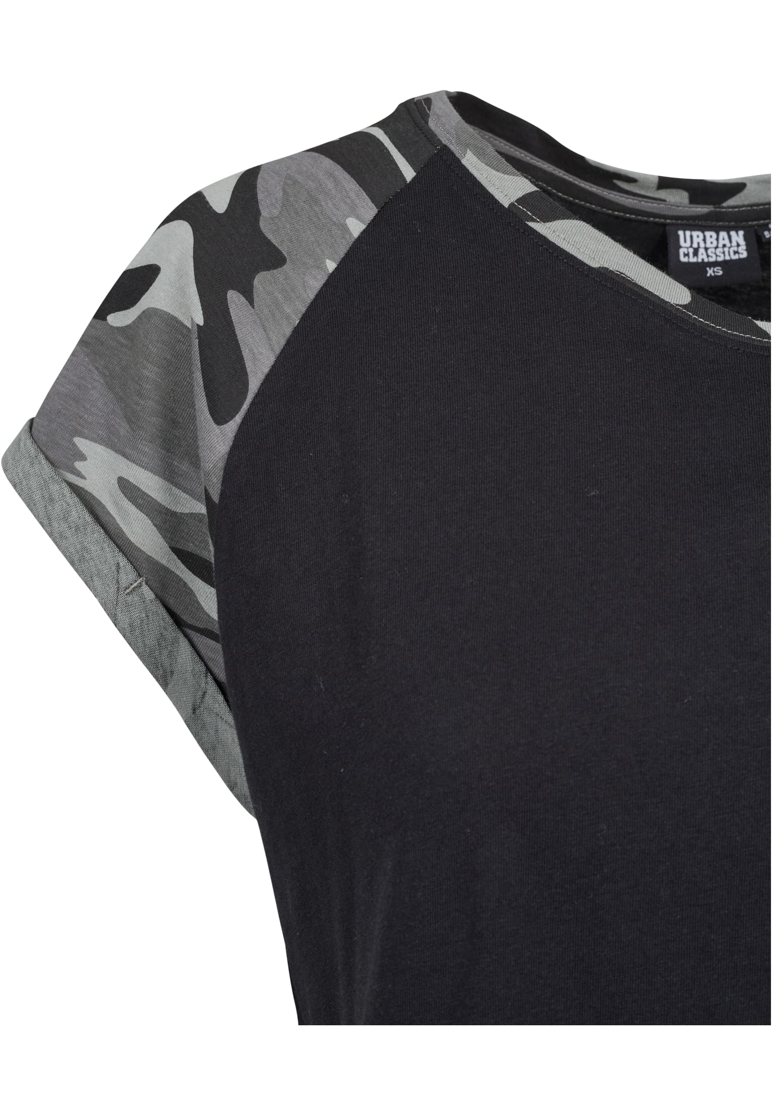 Ladies Contrast Raglan Tee | black/darkcamo