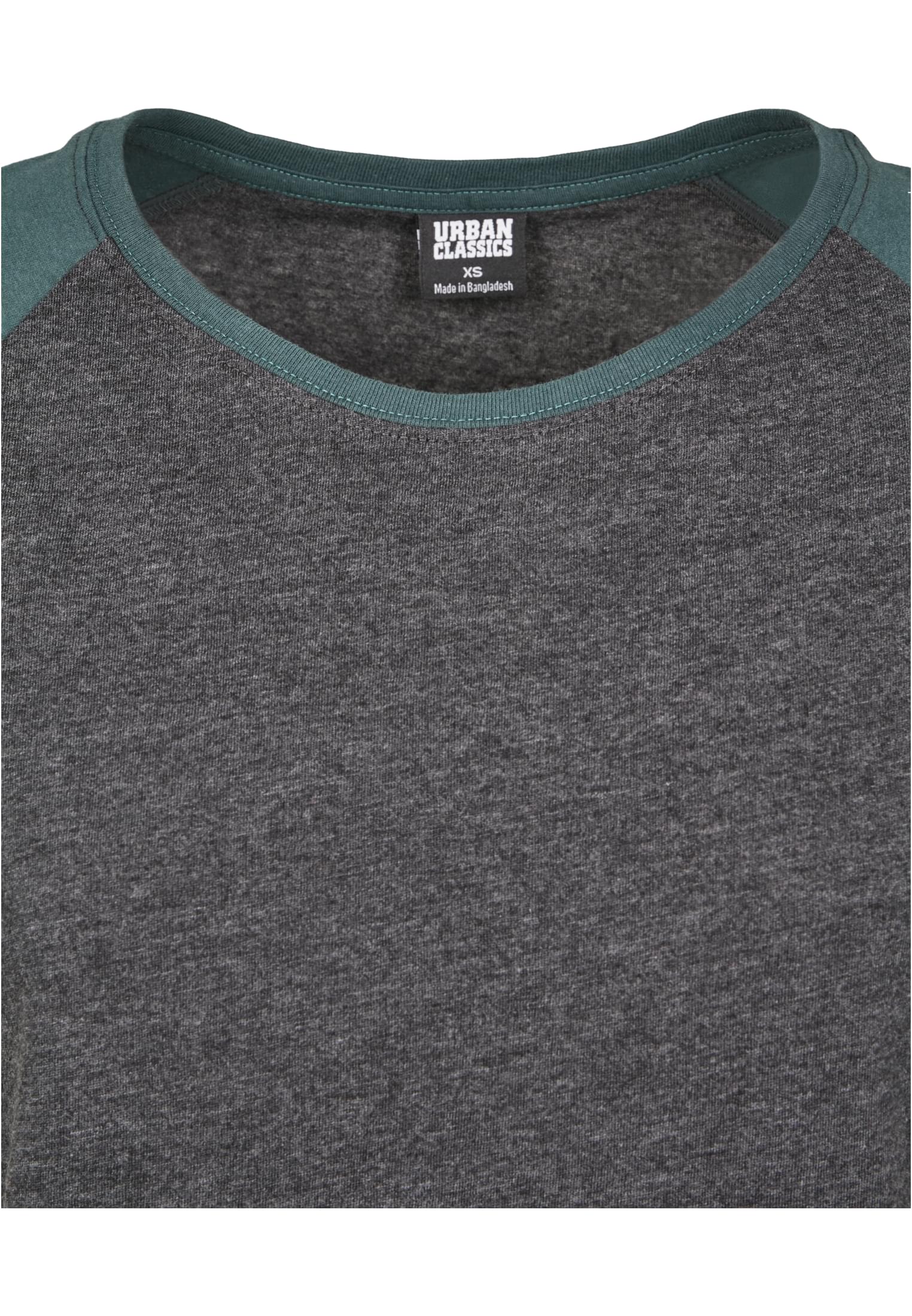 Ladies Contrast Raglan Tee | charcoal/bottlegreen