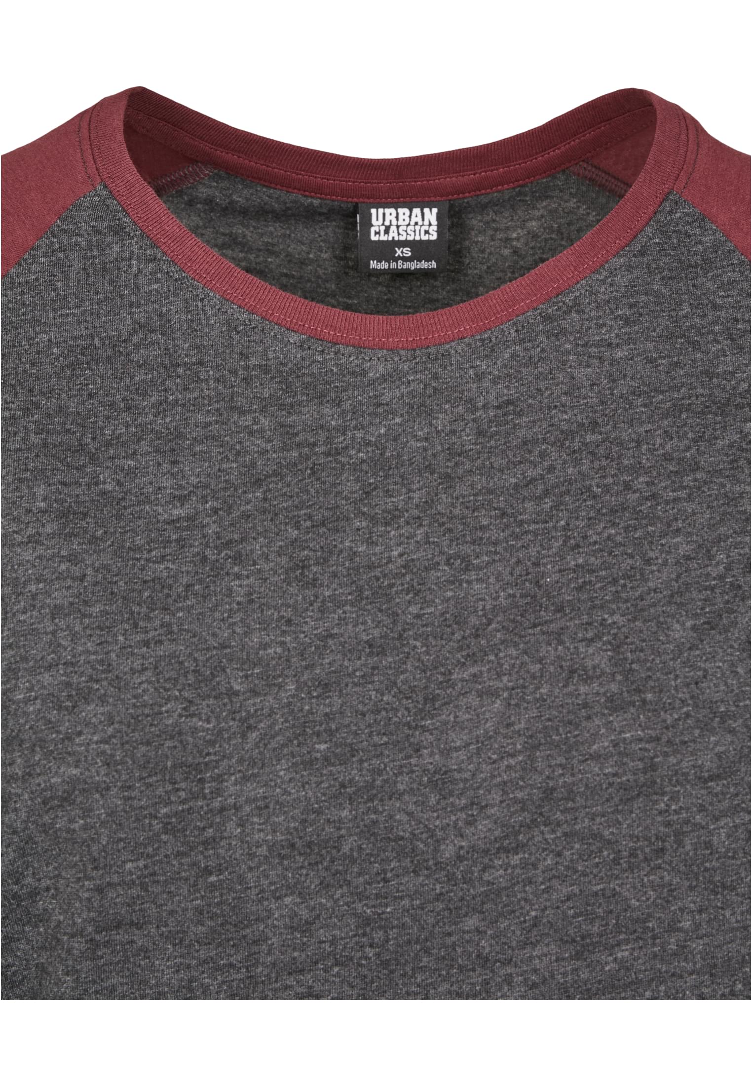 Ladies Contrast Raglan Tee | charcoal/redwine