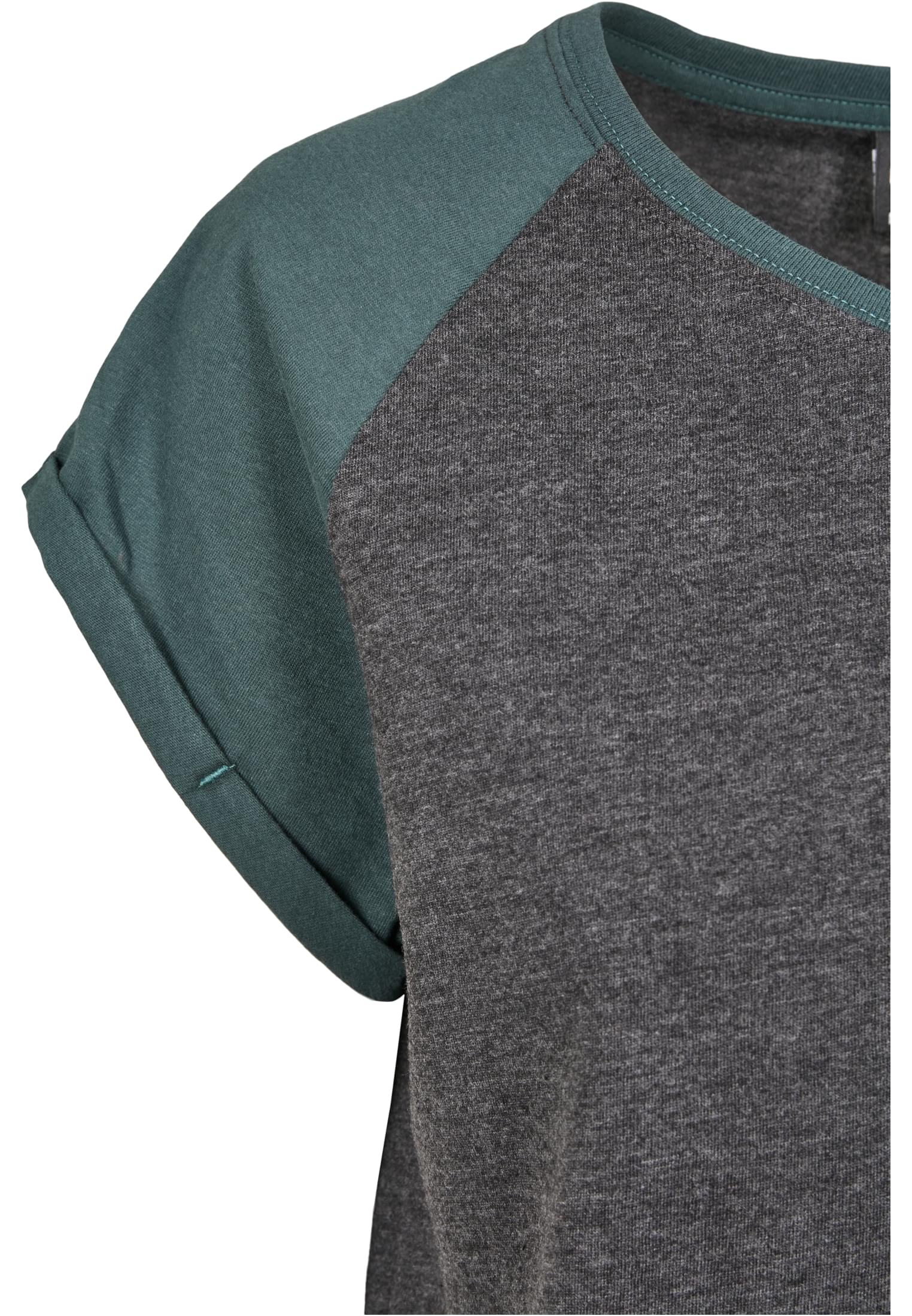 Ladies Contrast Raglan Tee | charcoal/bottlegreen