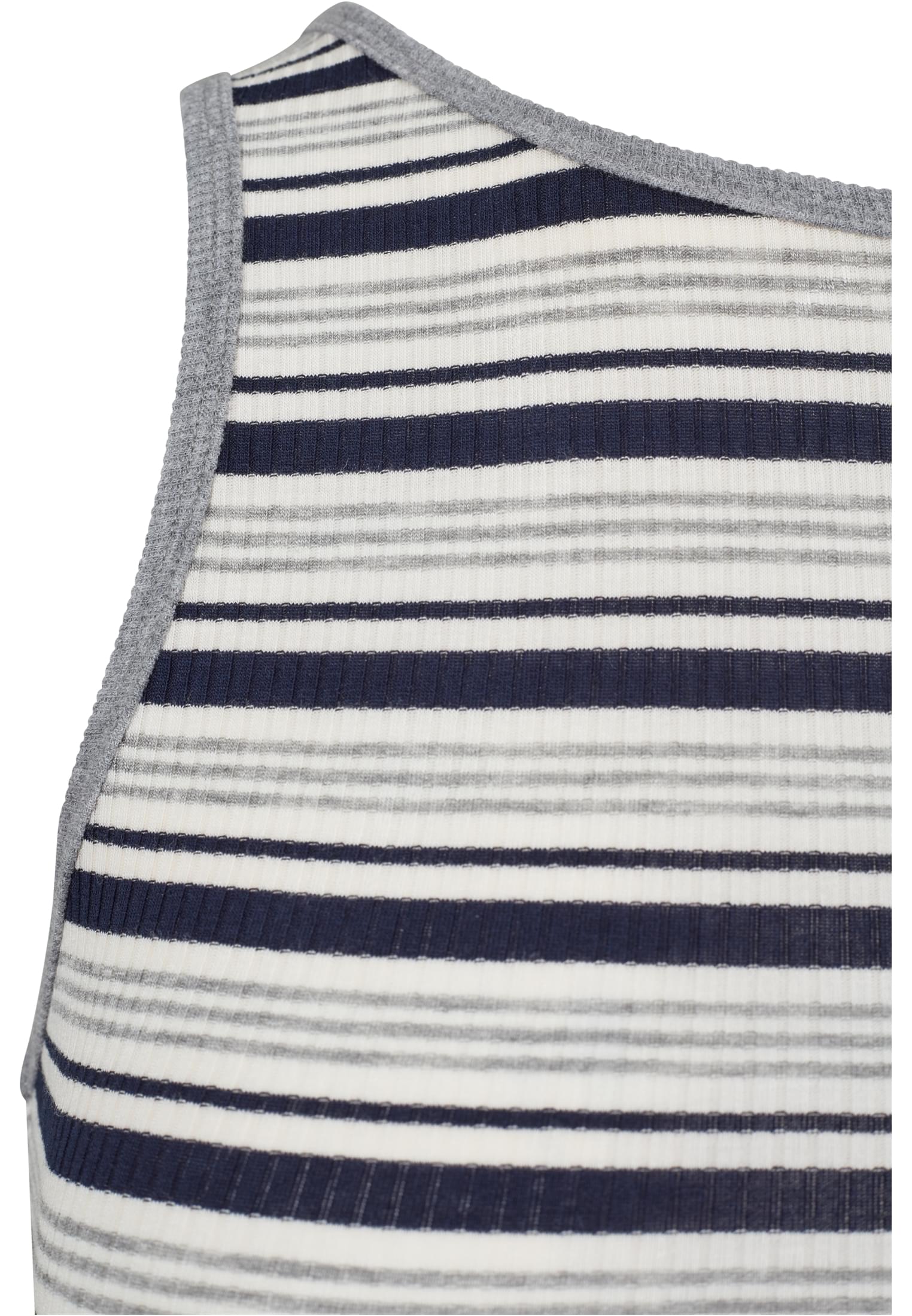 Ladies Rib Stripe Cropped Top | navy/white/grey