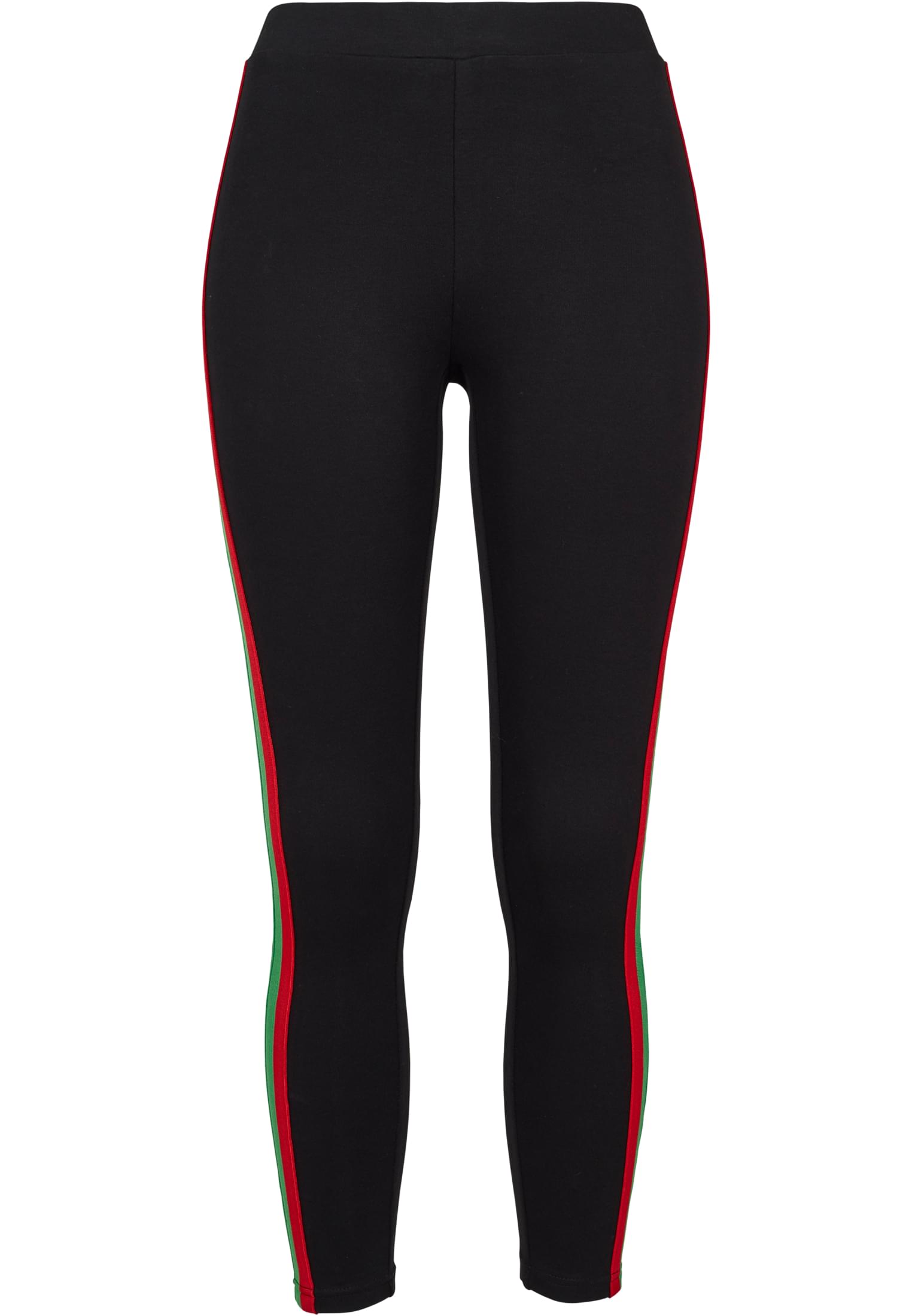 Ladies 3-Tone Tape Leggings | black/firered/green