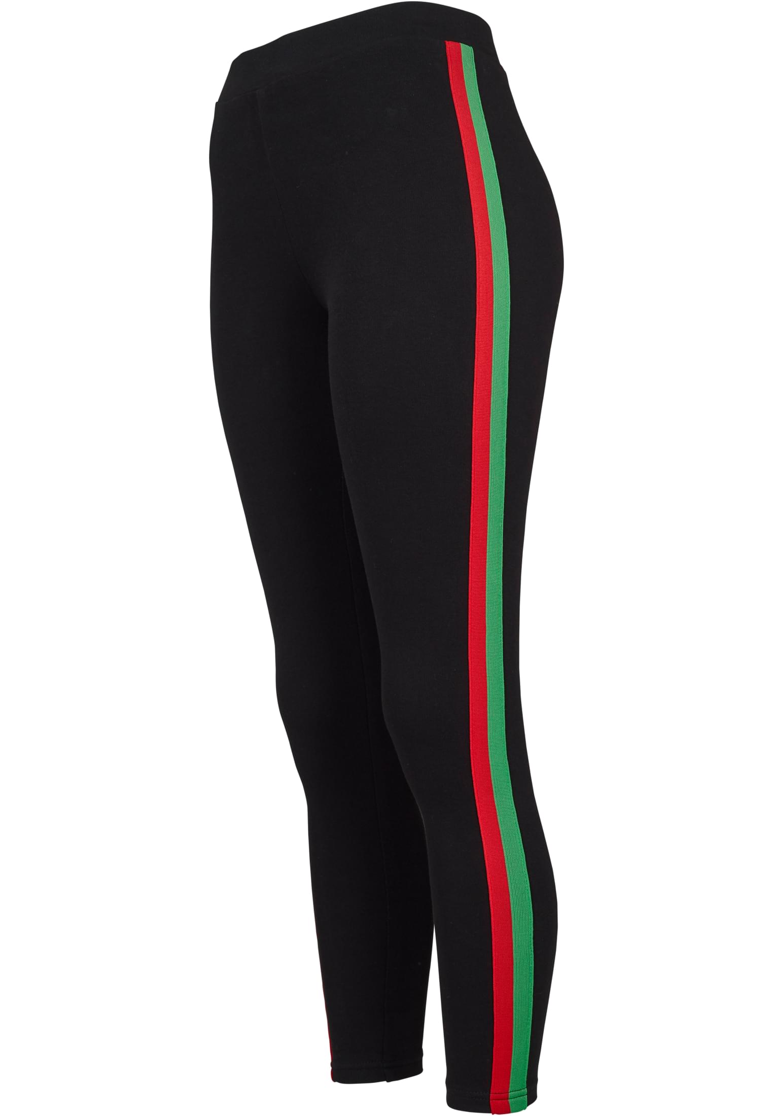 Ladies 3-Tone Tape Leggings | black/firered/green