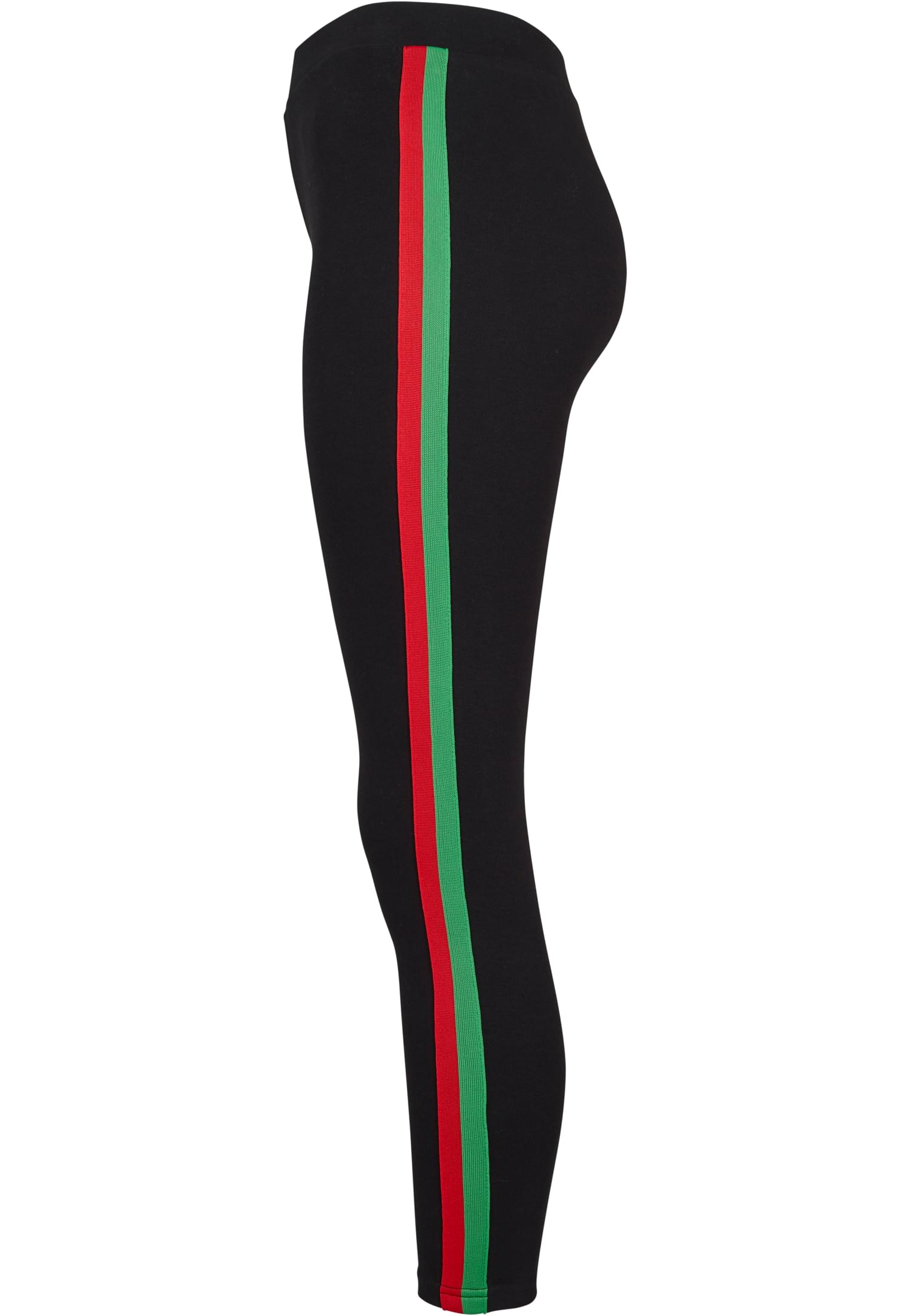 Ladies 3-Tone Tape Leggings | black/firered/green