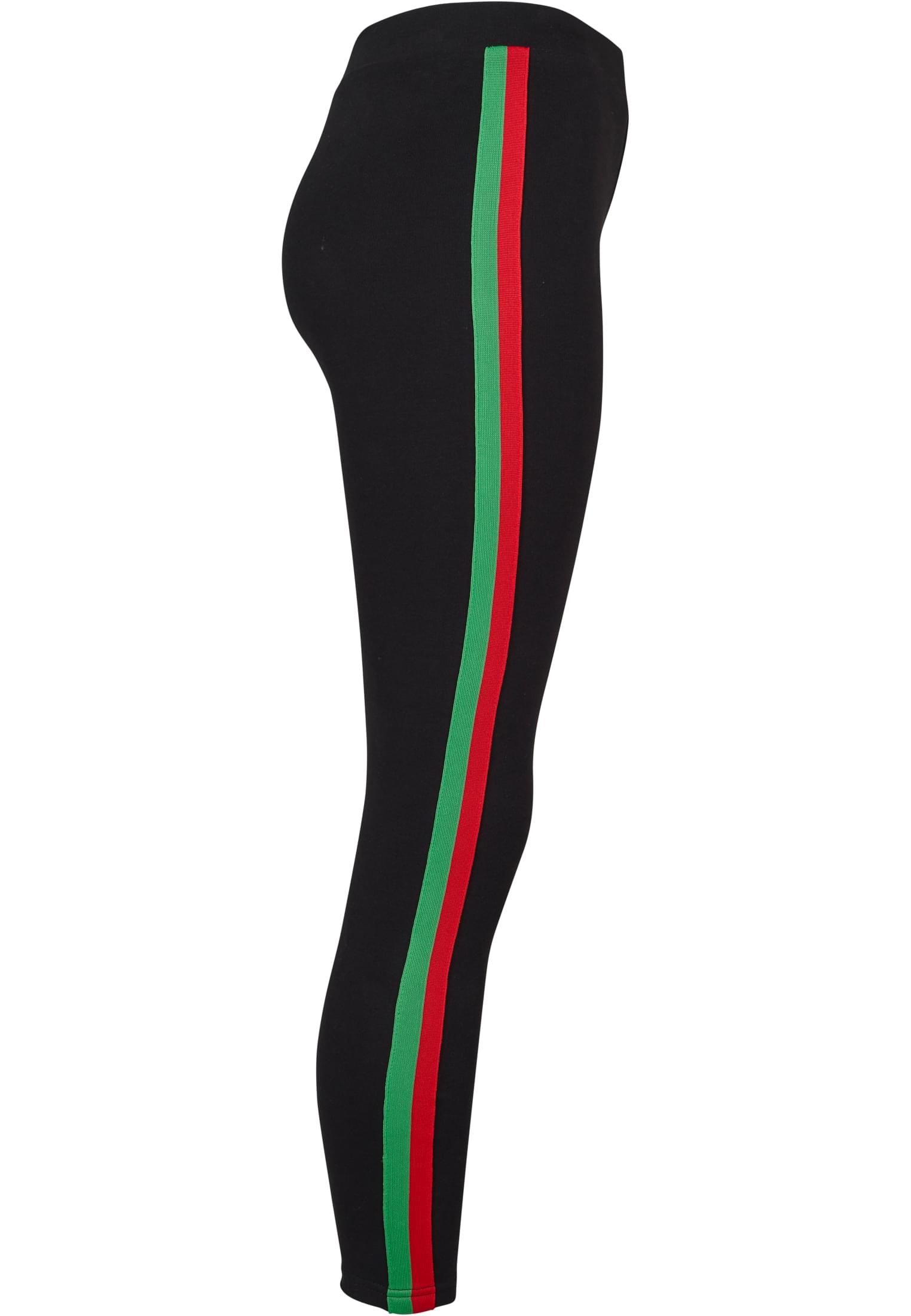 Ladies 3-Tone Tape Leggings | black/firered/green