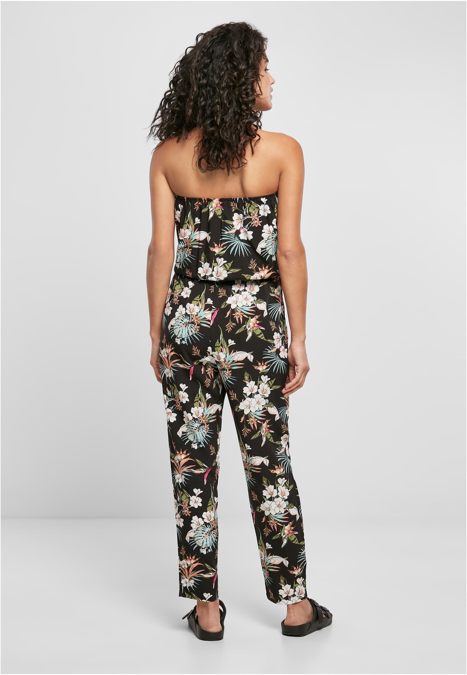 Ladies Viscose Bandeau Jumpsuit | black tropical