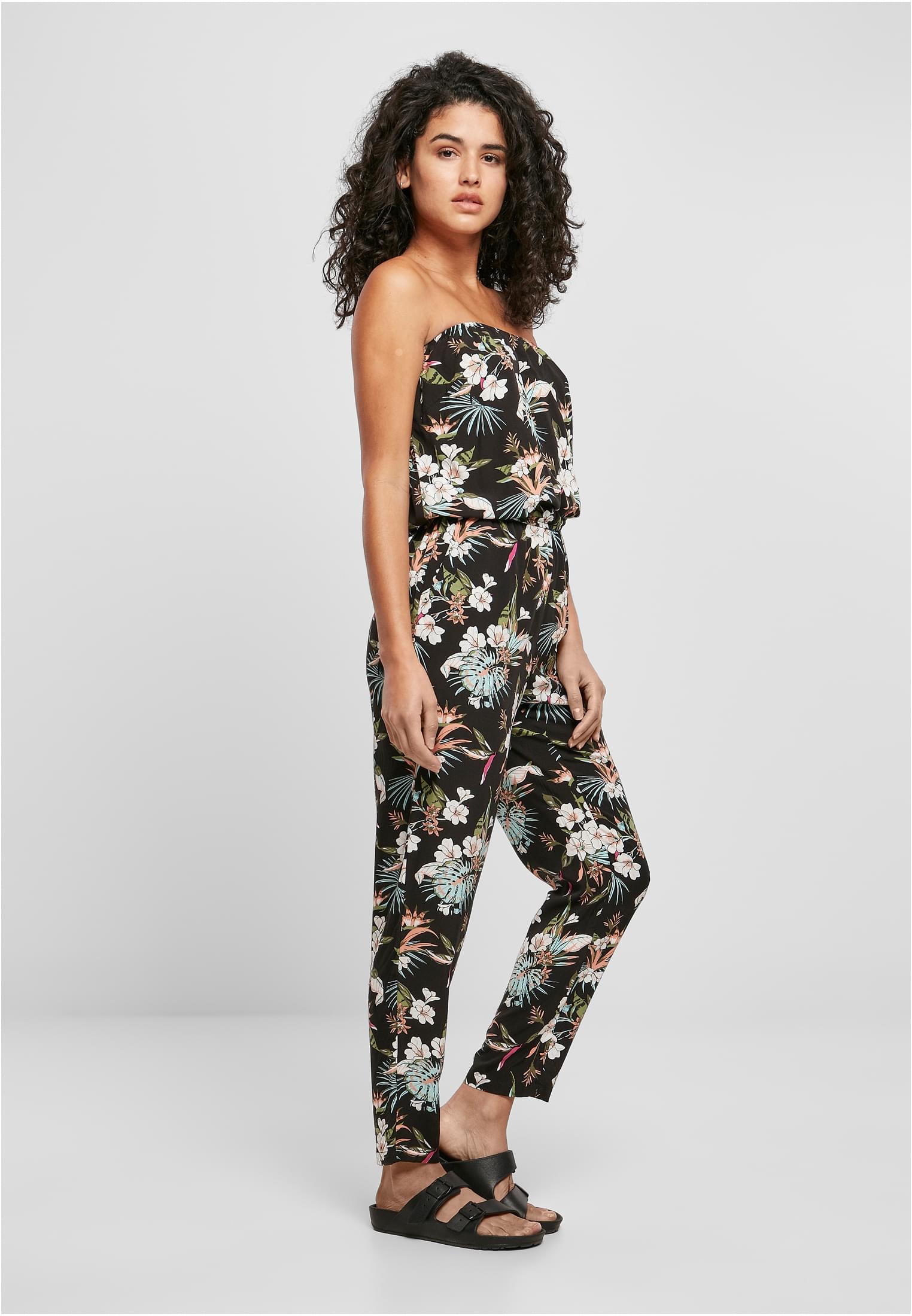 Ladies Viscose Bandeau Jumpsuit | black tropical